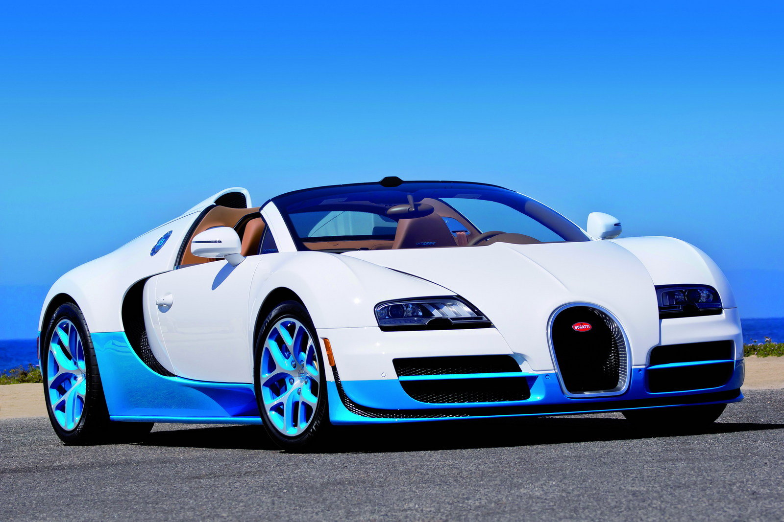 Bugatti Veyron 16.4 Grand Sport Vitesse Bianco And New Light Blue Picture, Photo, Wallpaper And Video