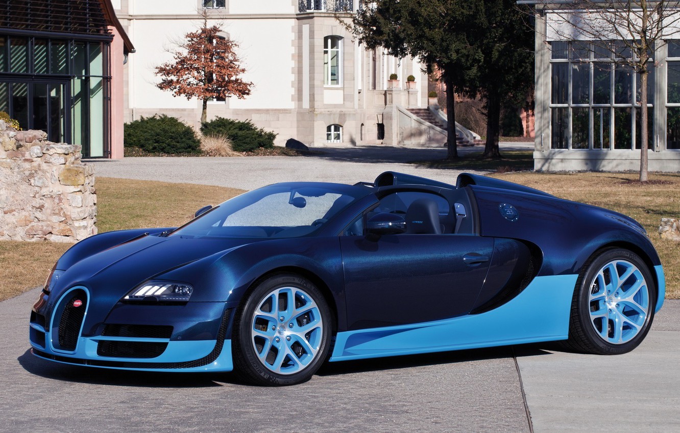 Wallpaper convertible, blue color, Bugatti Veyron 16.4 Grand Sport Vitesse image for desktop, section bugatti