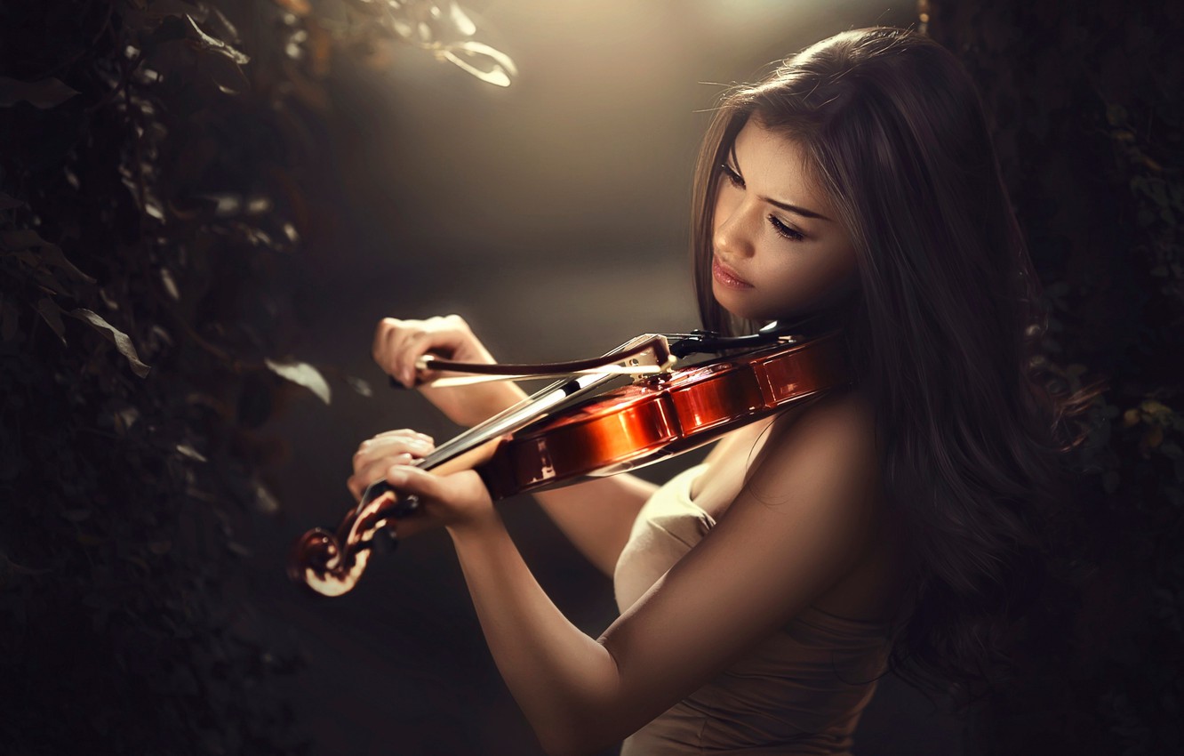 Wallpaper violin, bow, bokeh, violinist image for desktop, section музыка