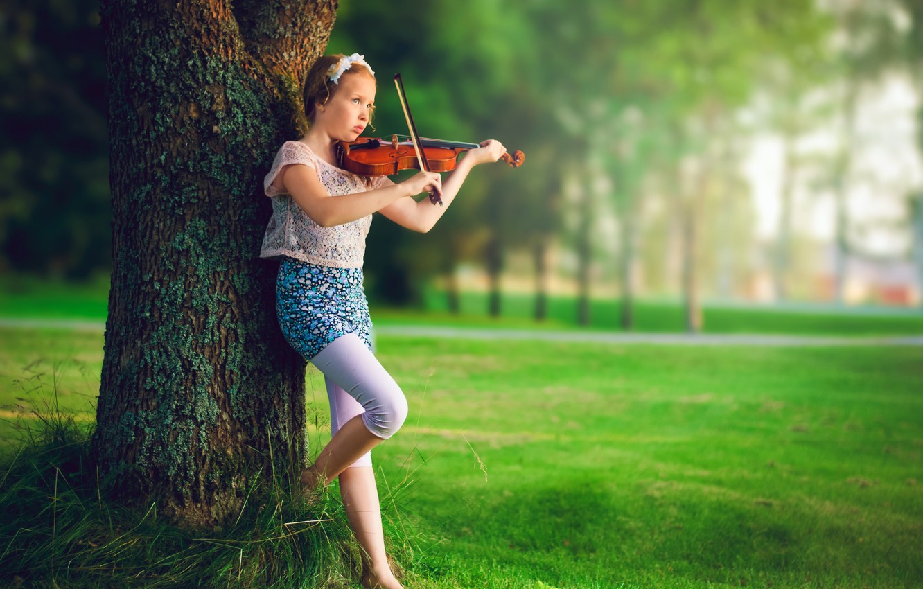 Wallpaper music, violin, girl image for desktop, section музыка