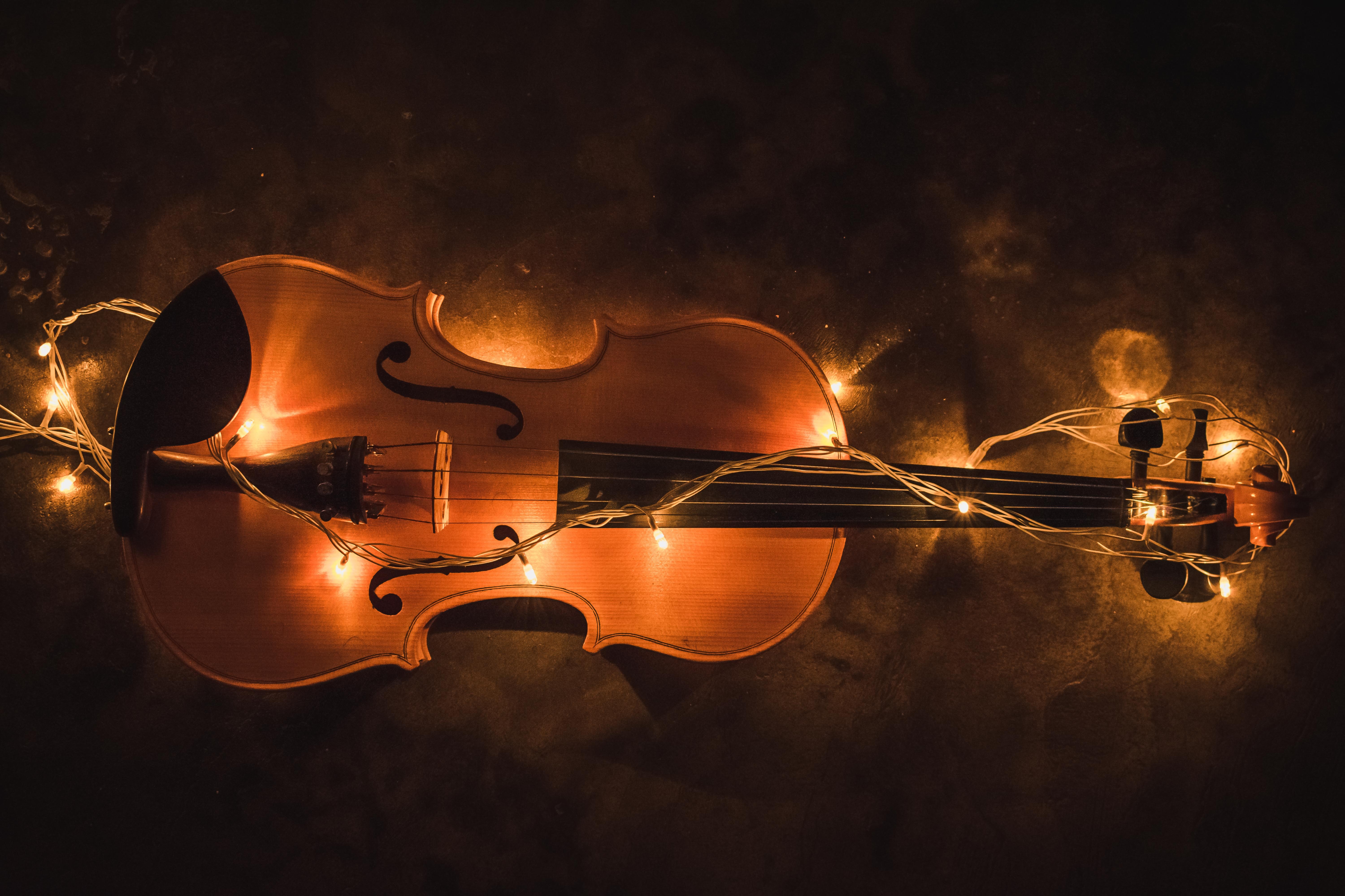 Violin Lighting Instrument 1366x768 Resolution HD 4k Wallpaper, Image, Background, Photo and Picture