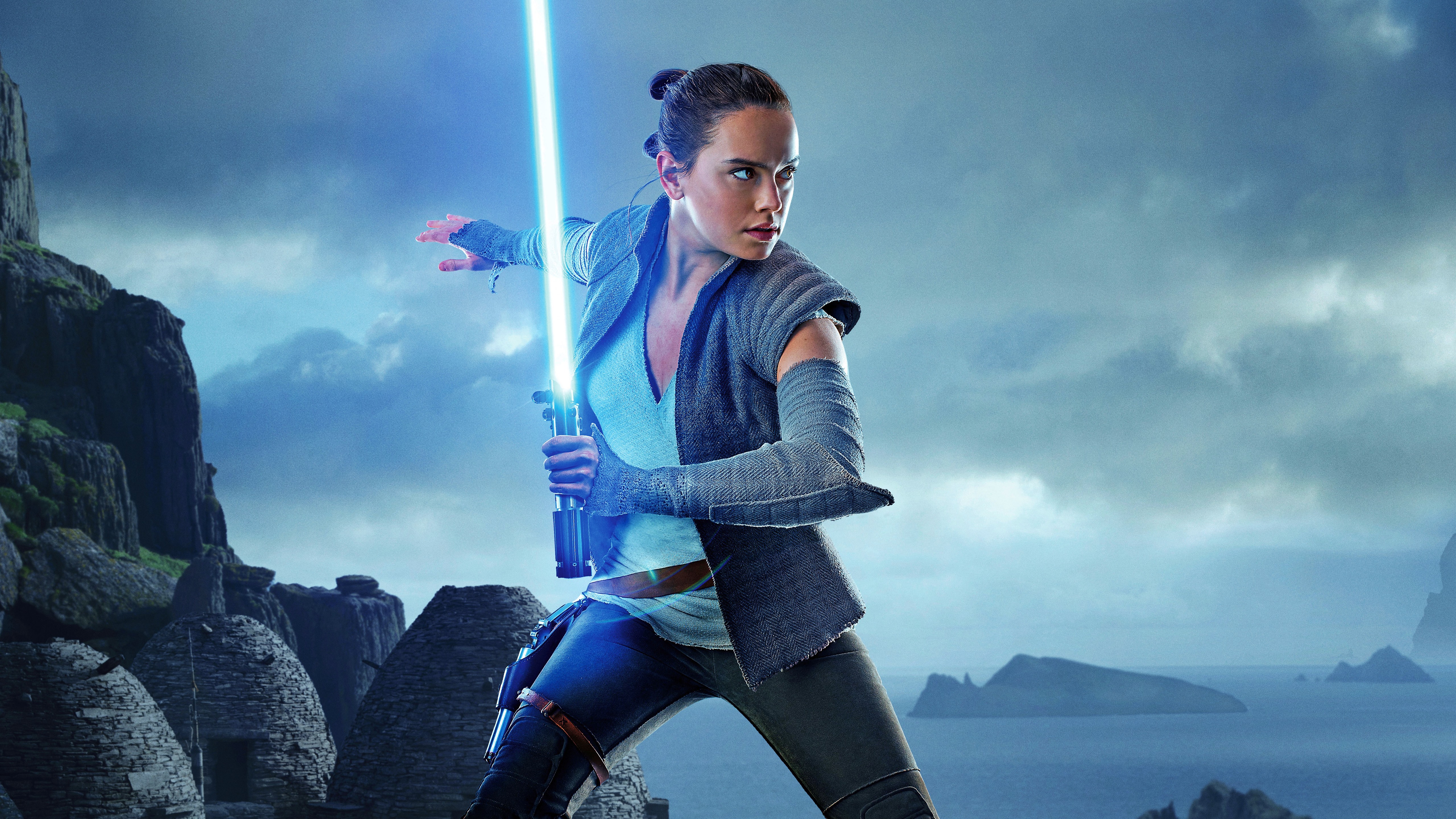 Wallpaper Star Wars: The Last Jedi, girl, laser sword 5120x2880 UHD 5K Picture, Image