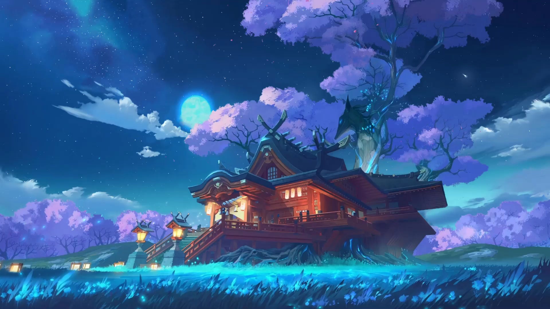 I made a live wallpaper of the Inazuma Shrine! Below: Genshin_Impact