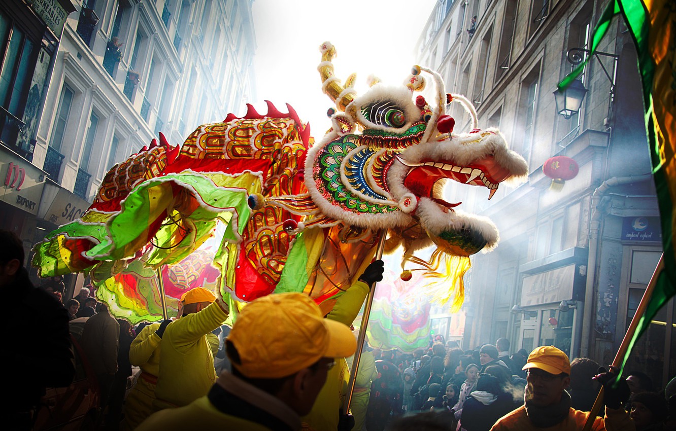 Photo Wallpaper People, Street, Dragon, China, Chinese Chinese New Year