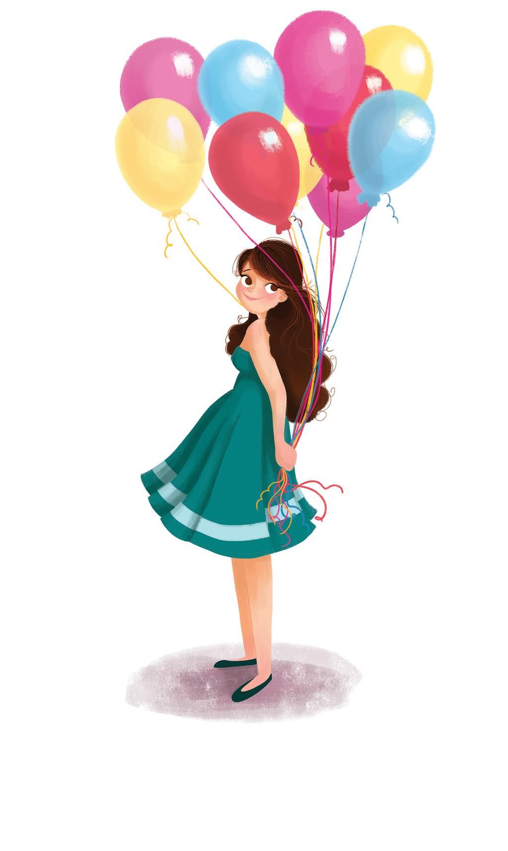 Girls With Balloon Reference ideas. its a girl balloons, balloons, birthday illustration