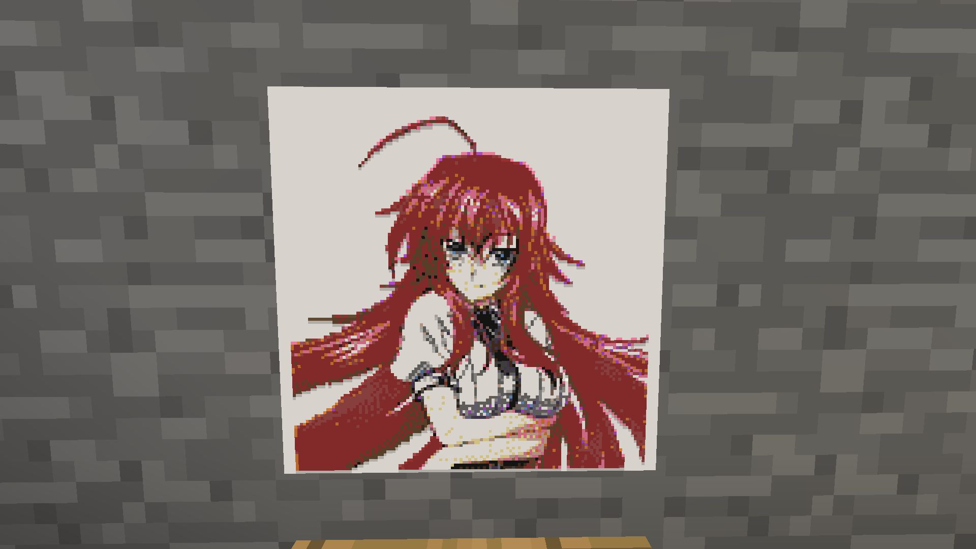 Rias Gremory Pixel art made In Survival Minecraft