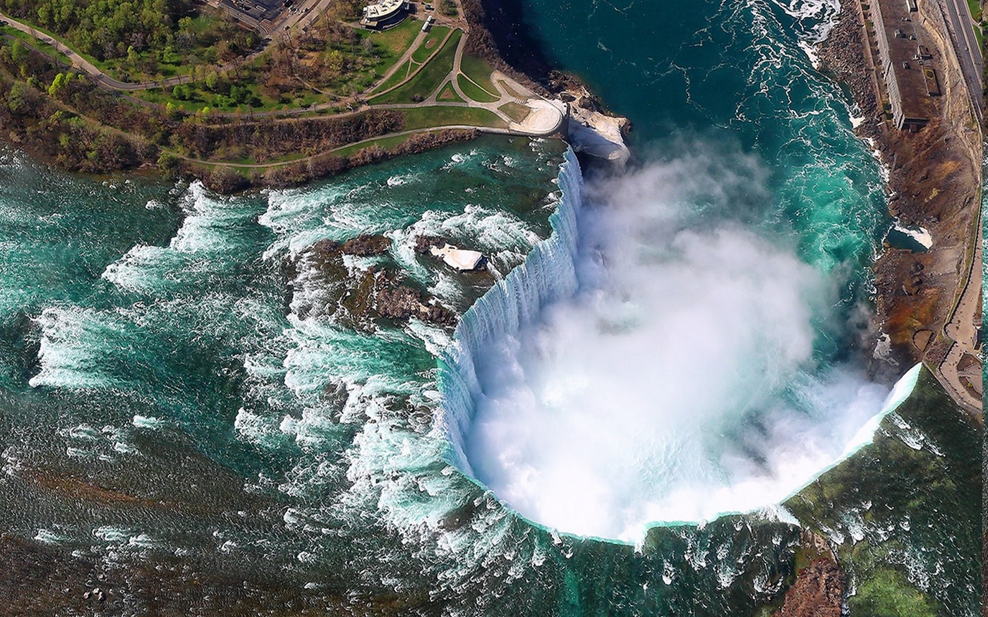 landscape, Nature, Aerial View, Niagara Falls, Canada, River, Waterfall, Summer, Trees Wallpaper HD / Desktop and Mobile Background