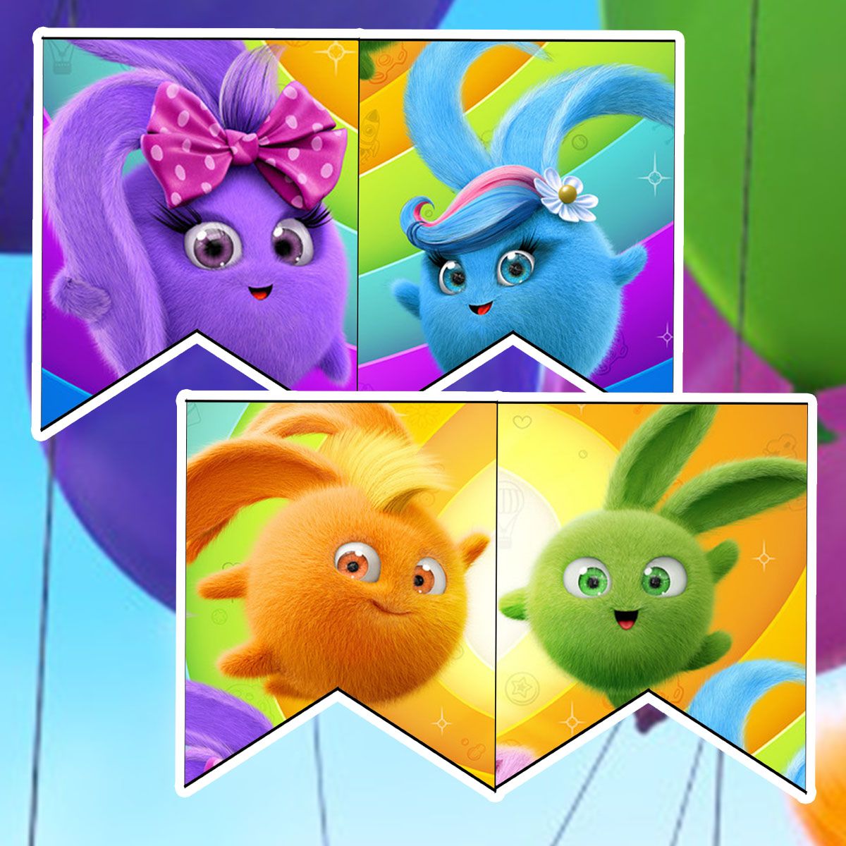 FREE Sunny Bunny Birthday Party Printable Files. Banner. Thank You Tags. Water Bottle Lab. Bunny birthday party, Birthday banner free printable, Bunny birthday