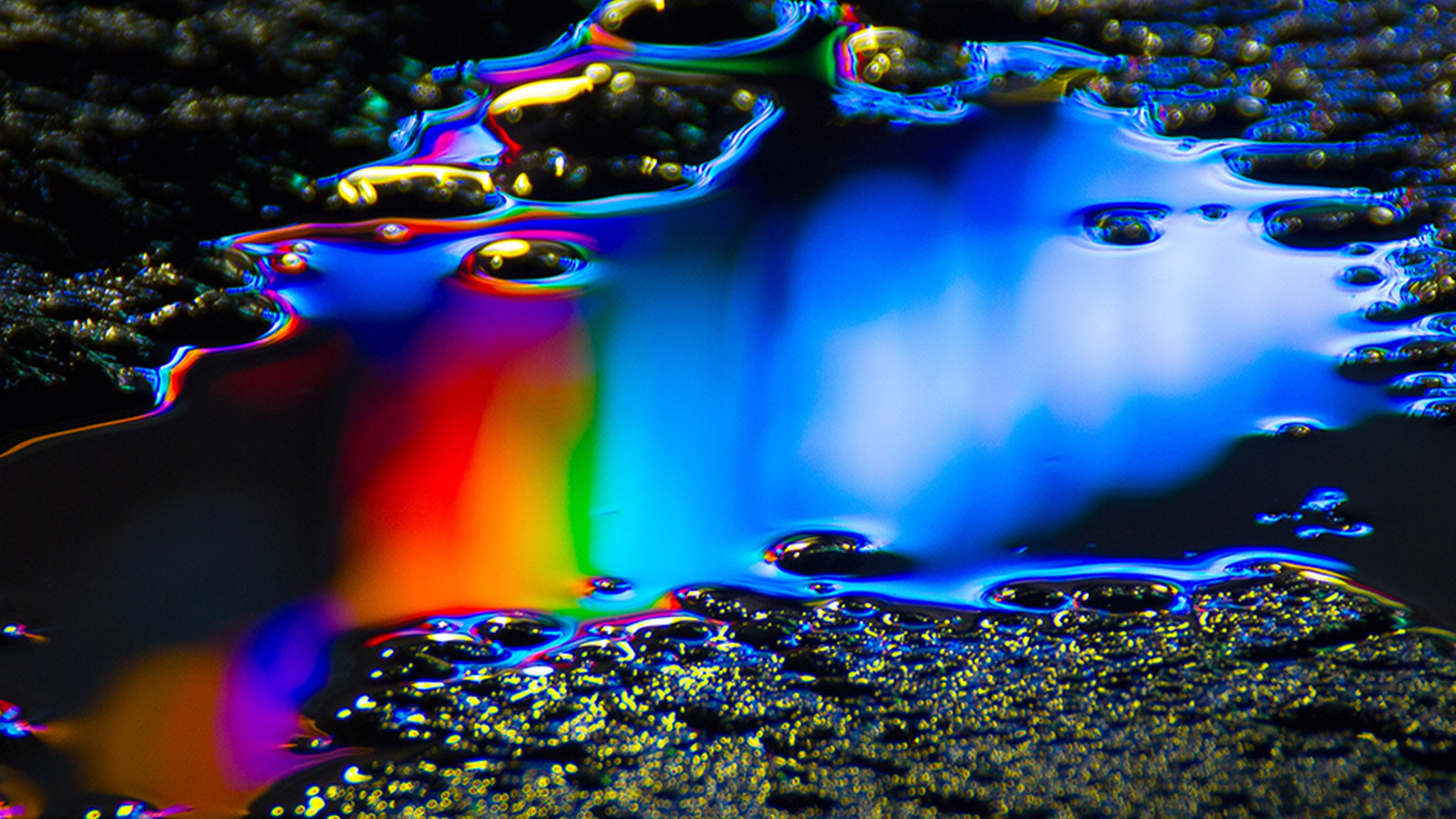 Oil Dark Floor Rainbow Color Blue Pattern Background Wallpaper