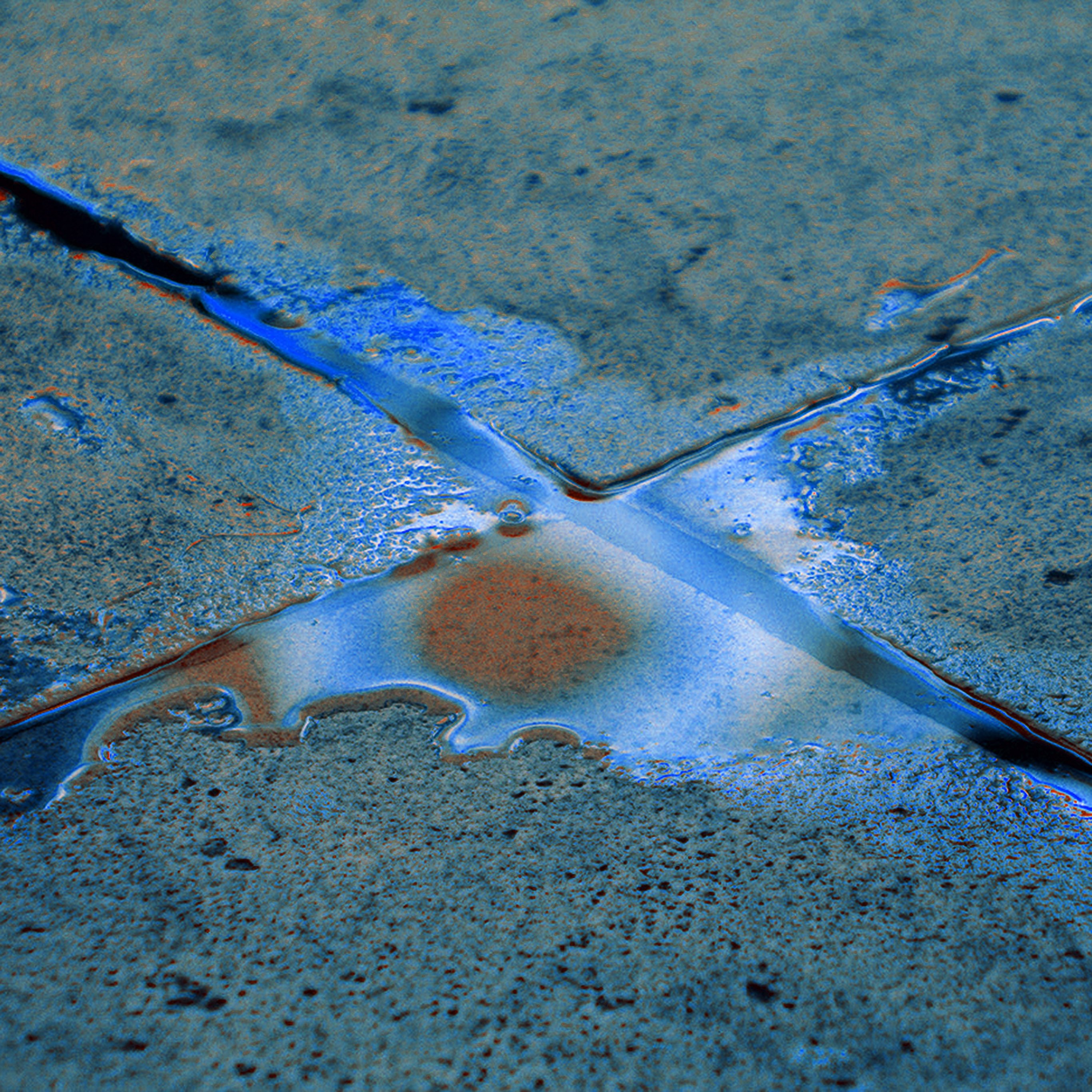 Oil Rainbow Liquid Floor Art Blue Wallpaper