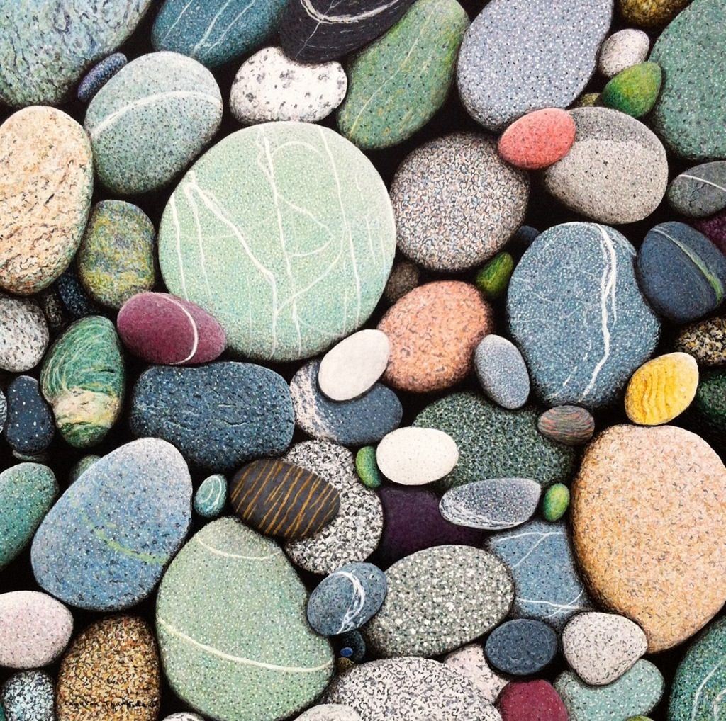 Island Beach Stones” Original Painting. Beach stones, Stone art, Rock and pebbles