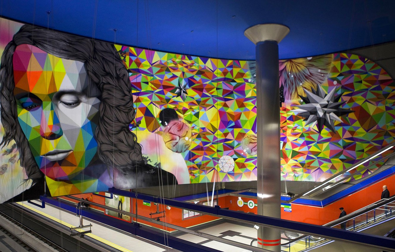 Wallpaper mural, Madrid, metro station, Paco de Lucia image for desktop, section интерьер