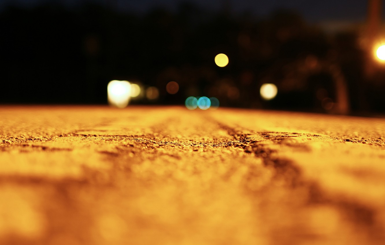 Wallpaper road, macro, light, night, light, road, night, macro, bokeh, 1920x1080, bokeh effect image for desktop, section макро