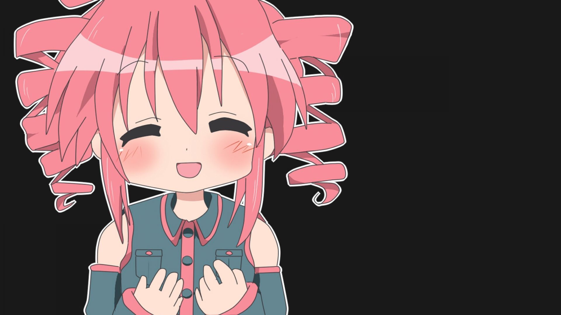 Download Wallpaper 1920x1080 lucky star, kasane teto, girl, smile, closed eyes, pink hair Full HD 1080p HD Background. Anime chibi, Anime, Teto kasane