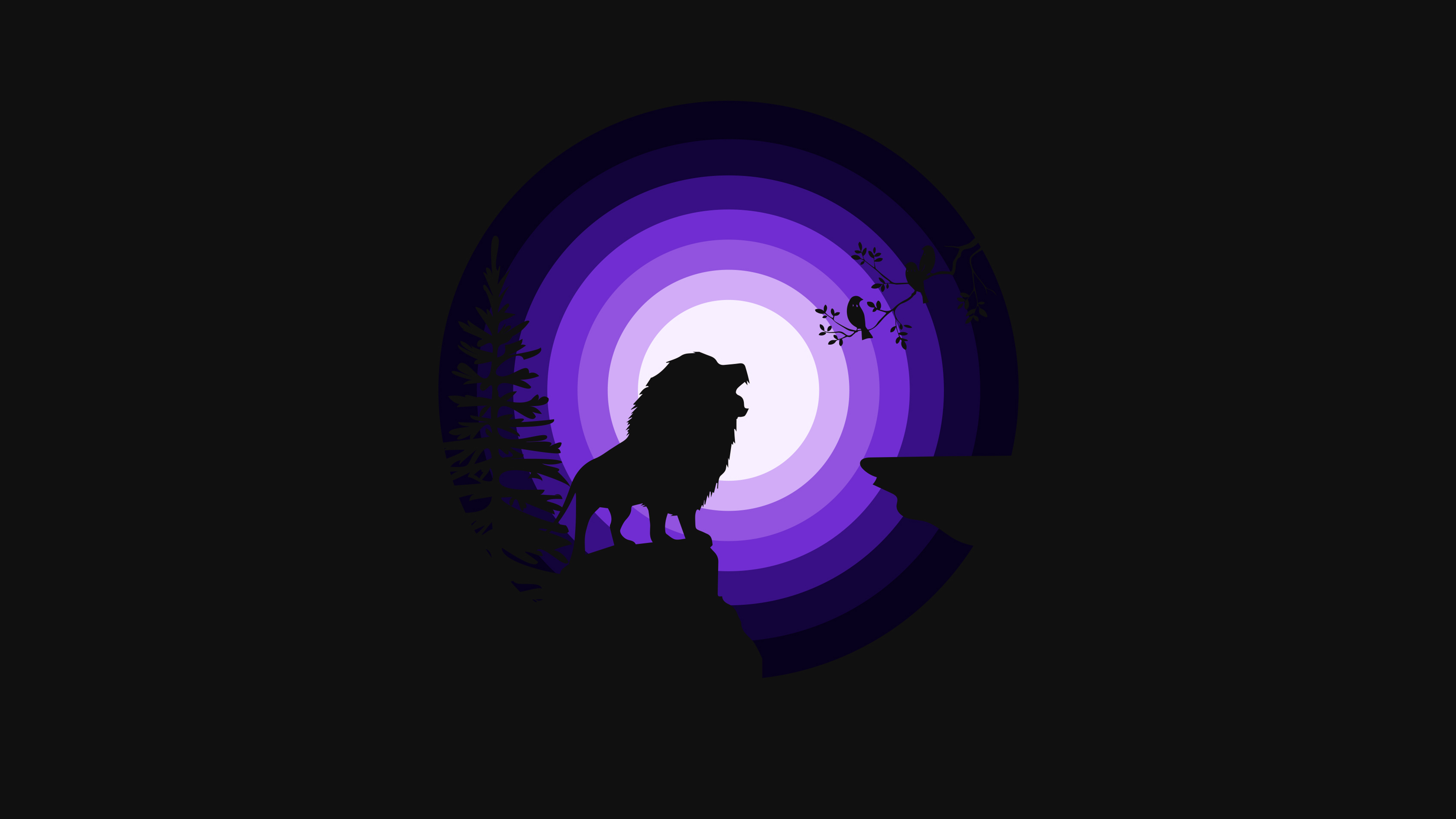 Lion, Roaring, Silhouette, Moon, Night, Purple, 4k Free deskk wallpaper, Ultra HD