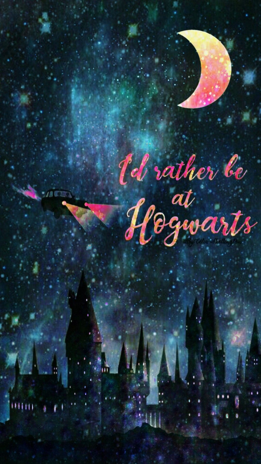 Hogwarts Night, made by me #galaxy #glitter #sparkles #wallpaper # background #nigh. Harry potter iphone wallpaper, Harry potter drawings, Harry potter wallpaper