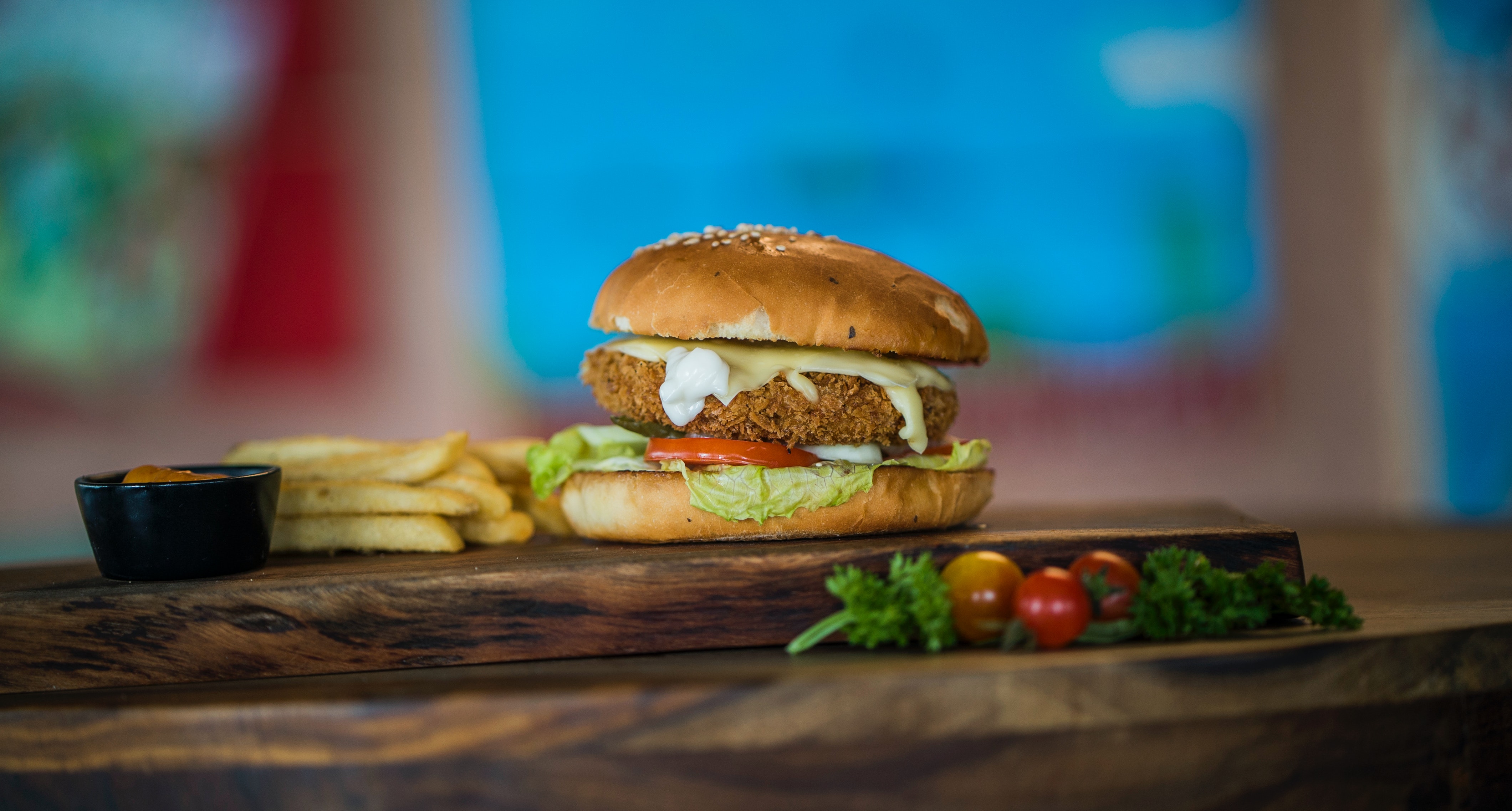Chicken Burger With Fries · Free