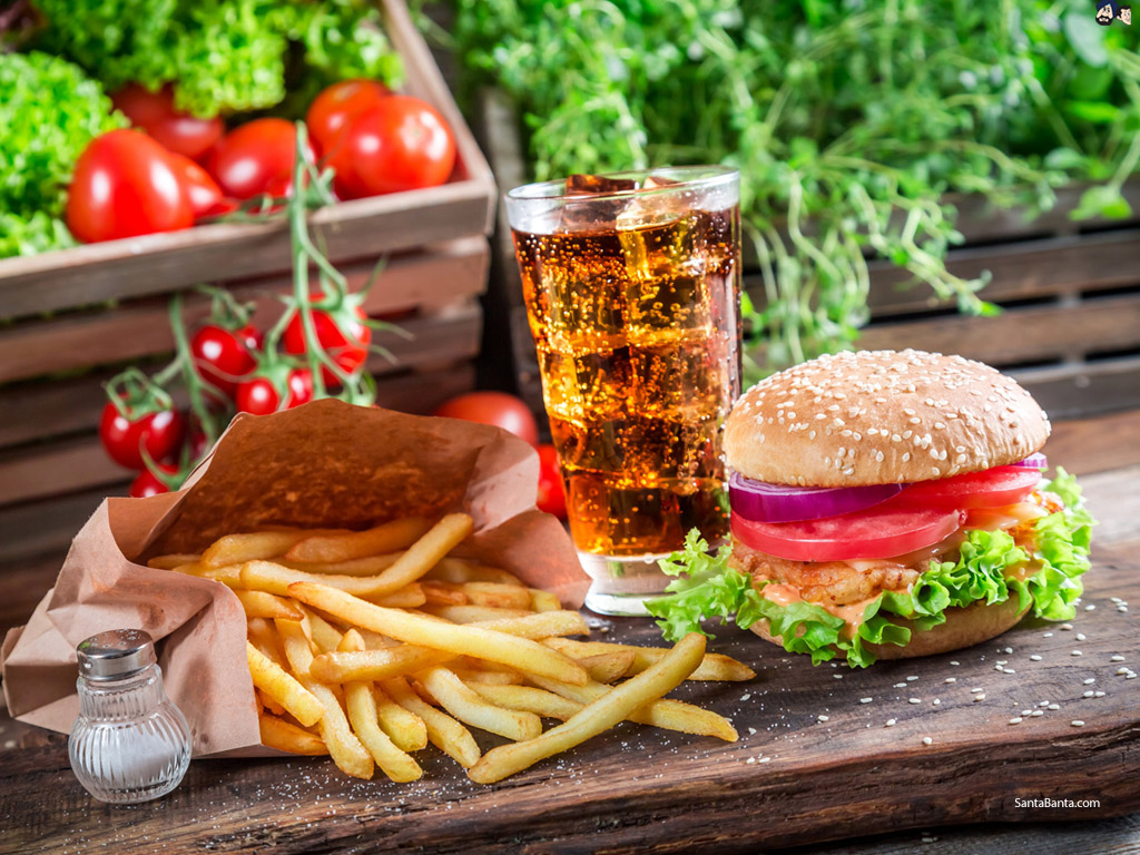 Chicken Burger served with french fries and Coke