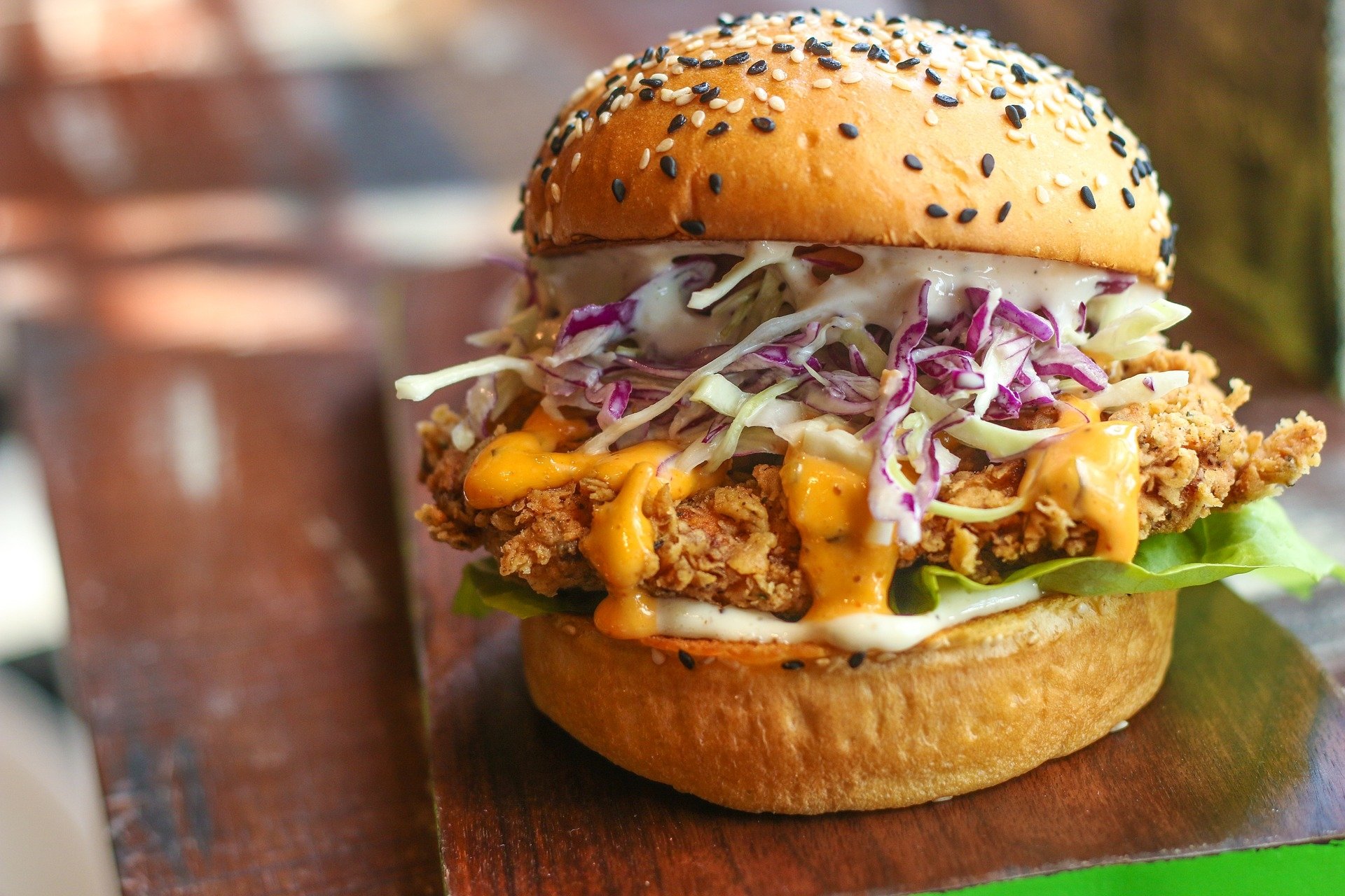 Chicken Hamburger with Coleslaw HD Wallpaper