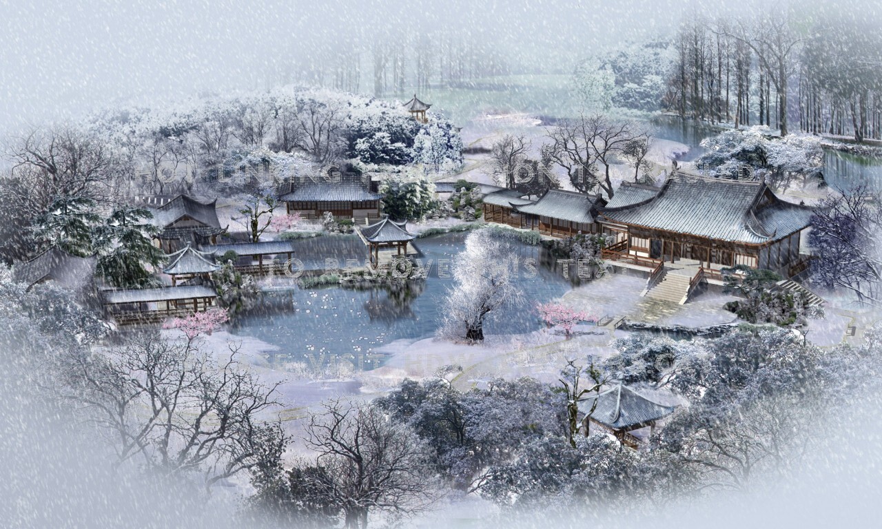 japanese village in winter houses small
