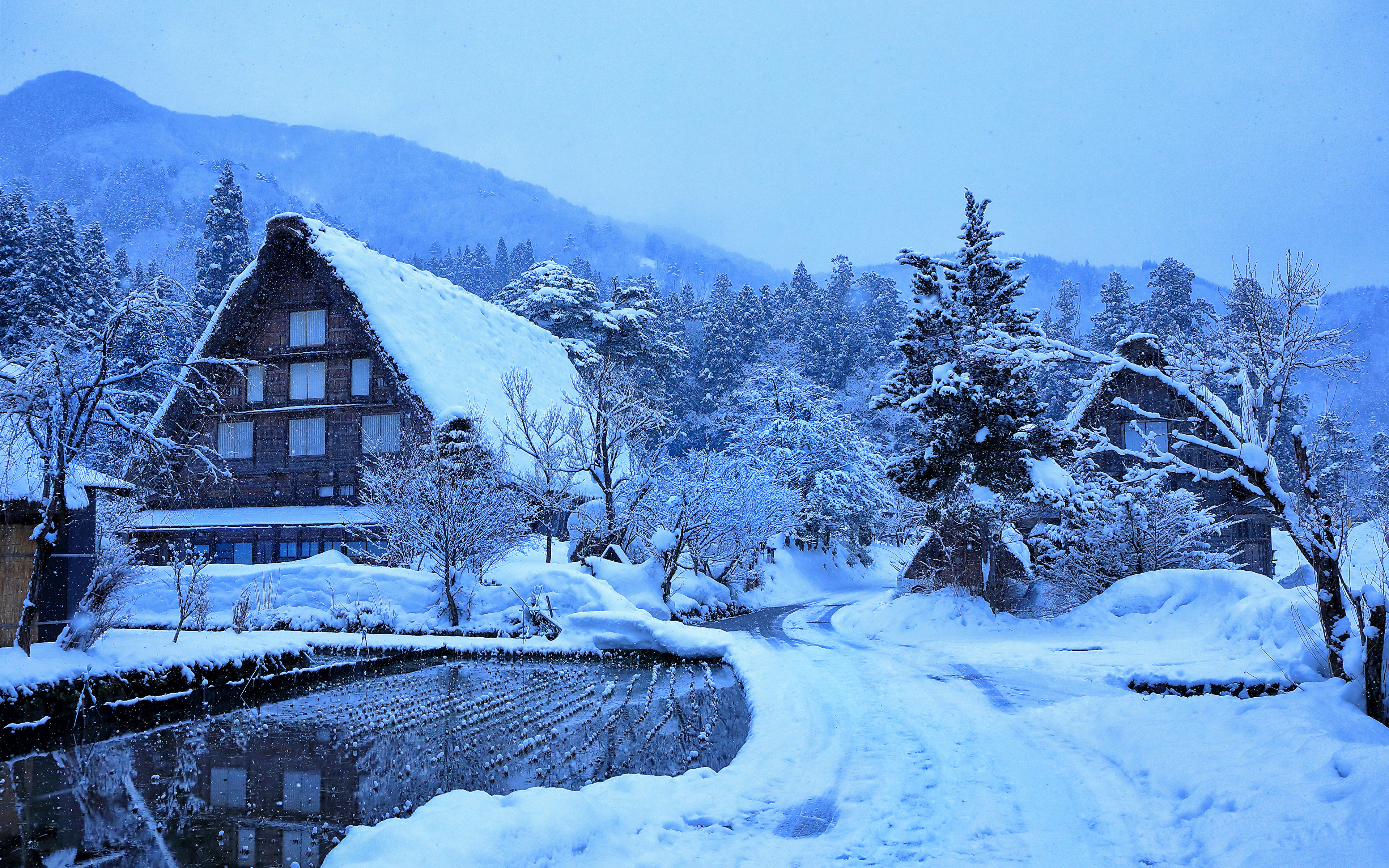 Desktop Wallpaper Japan Village Shirakawa Winter Snow 3840x2400