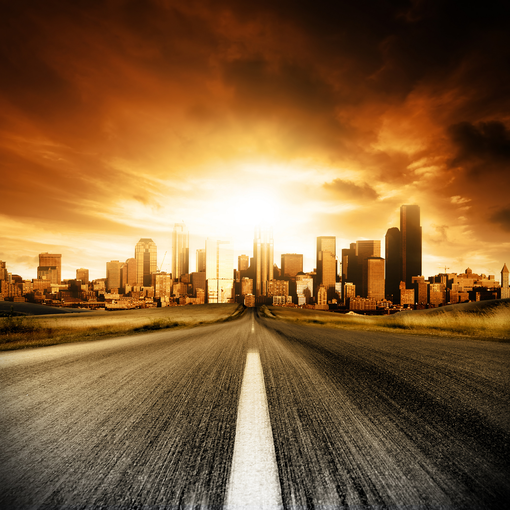 Download wallpaper: road, sunset, sun, , highway, , wallpaper for desktop