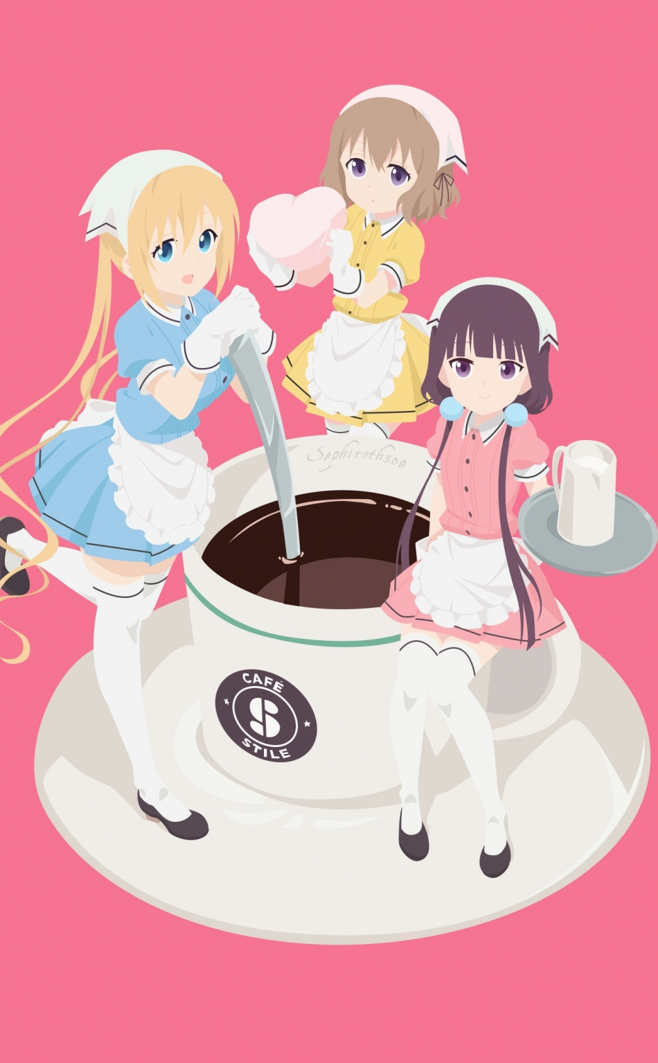 Download 950x1534 wallpaper kaho hinata, mafuyu hoshikawa, maika sakuranomiya, blend s, anime girls, minimal, iphone, 950x1534 HD image, background, 4032