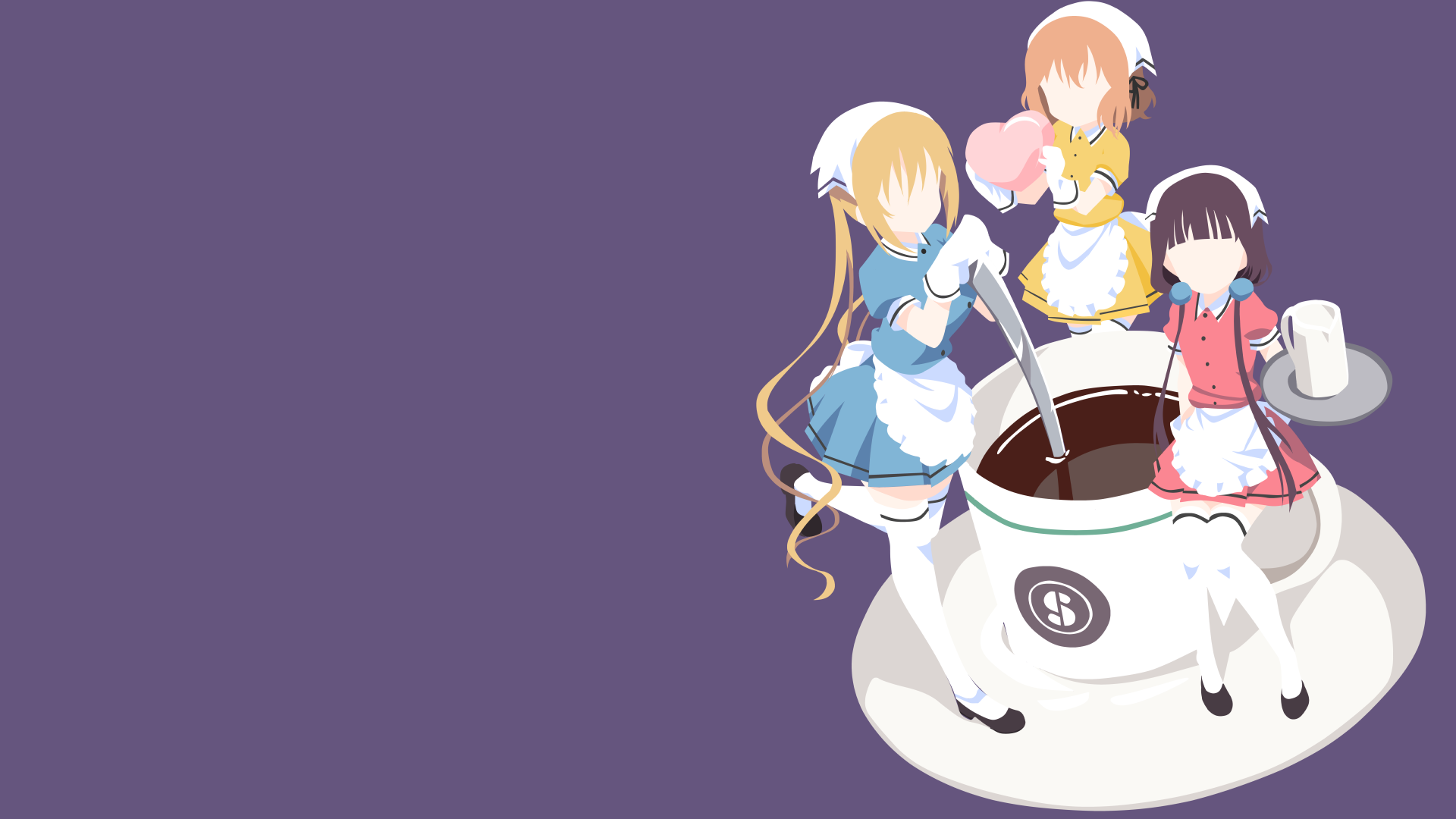 Wallpaper / Blend S, Sakuranomiya Maika, Hoshikawa Mafuyu, Hinata Kaho, Yuki Neh, Minimalism, Simple Background, Anime Girls