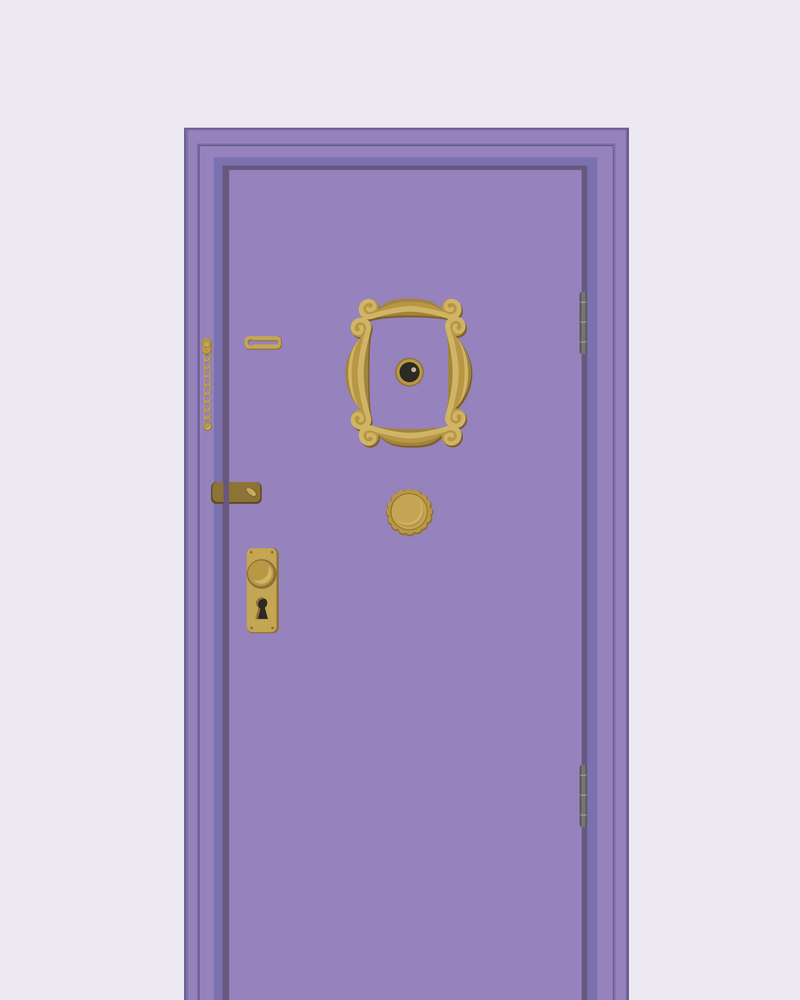 Purple Door Apartment Framed Art Print by Pagli Studio Black (Gallery)-20x26. Friends apartment, Friends purple door, Purple door
