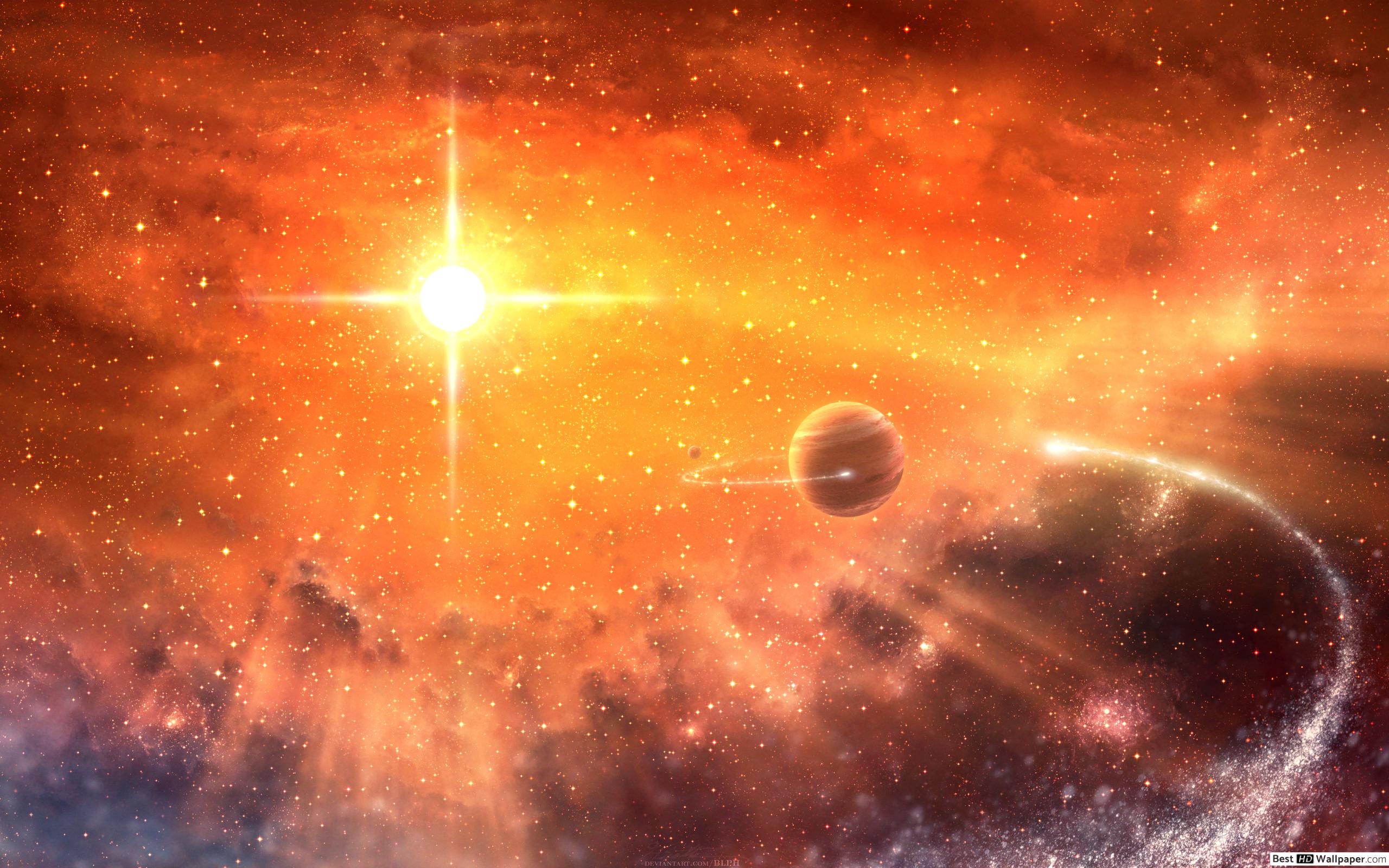 Sun, Stars and Planet HD wallpaper download