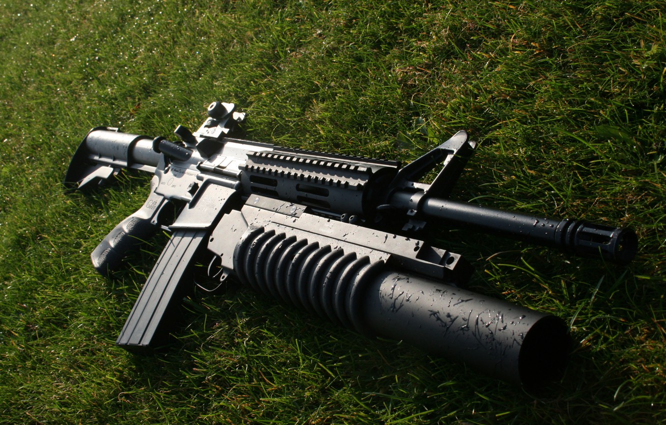 Wallpaper grass, weapons, grenade launcher, rifle, M assault, M grenade image for desktop, section оружие