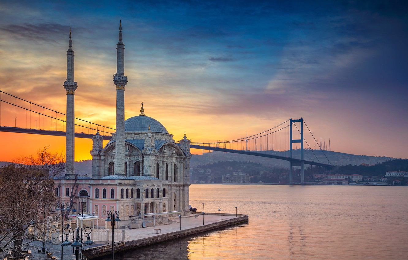Wallpaper bridge, Strait, mosque, Istanbul, Turkey, Ortakoy image for desktop, section город