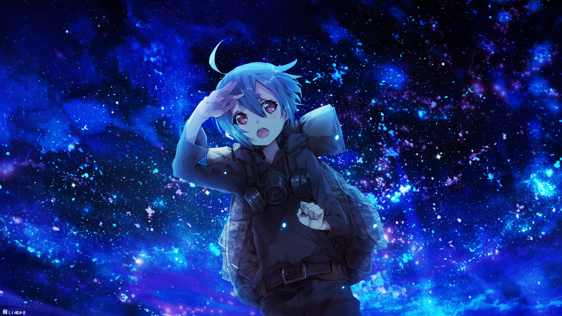 Wallpaper / night sky, stars, anime girls, anime