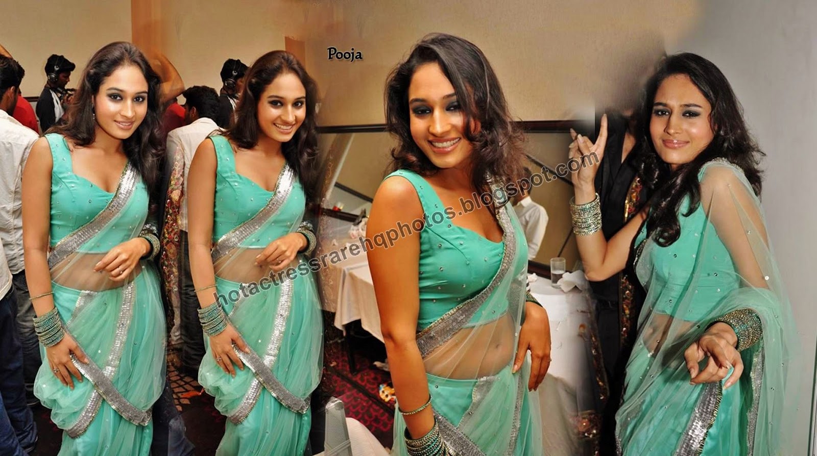 Hot Indian Actress Rare HQ Photo: Tamil Serial Actress and Swamy Ra Ra Fame Pooja Ramachandran Hottest Navel and Cleavage Show in Sleeveless Blouse and Transparent Blue Saree.. Kanchana Serial Actress