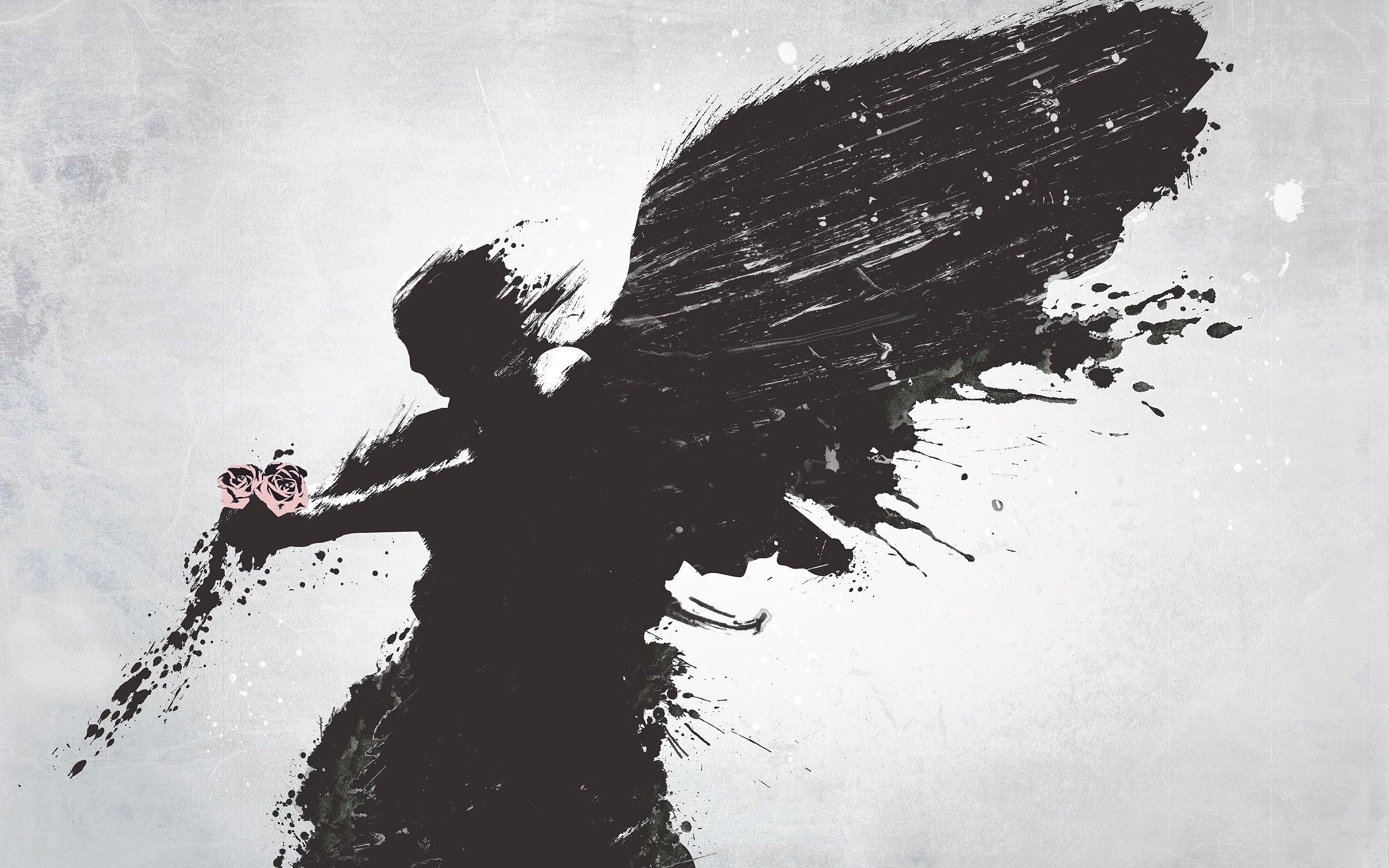 Download wallpaper Man,. Angel wings illustration, Angel silhouette, Angel wings flower