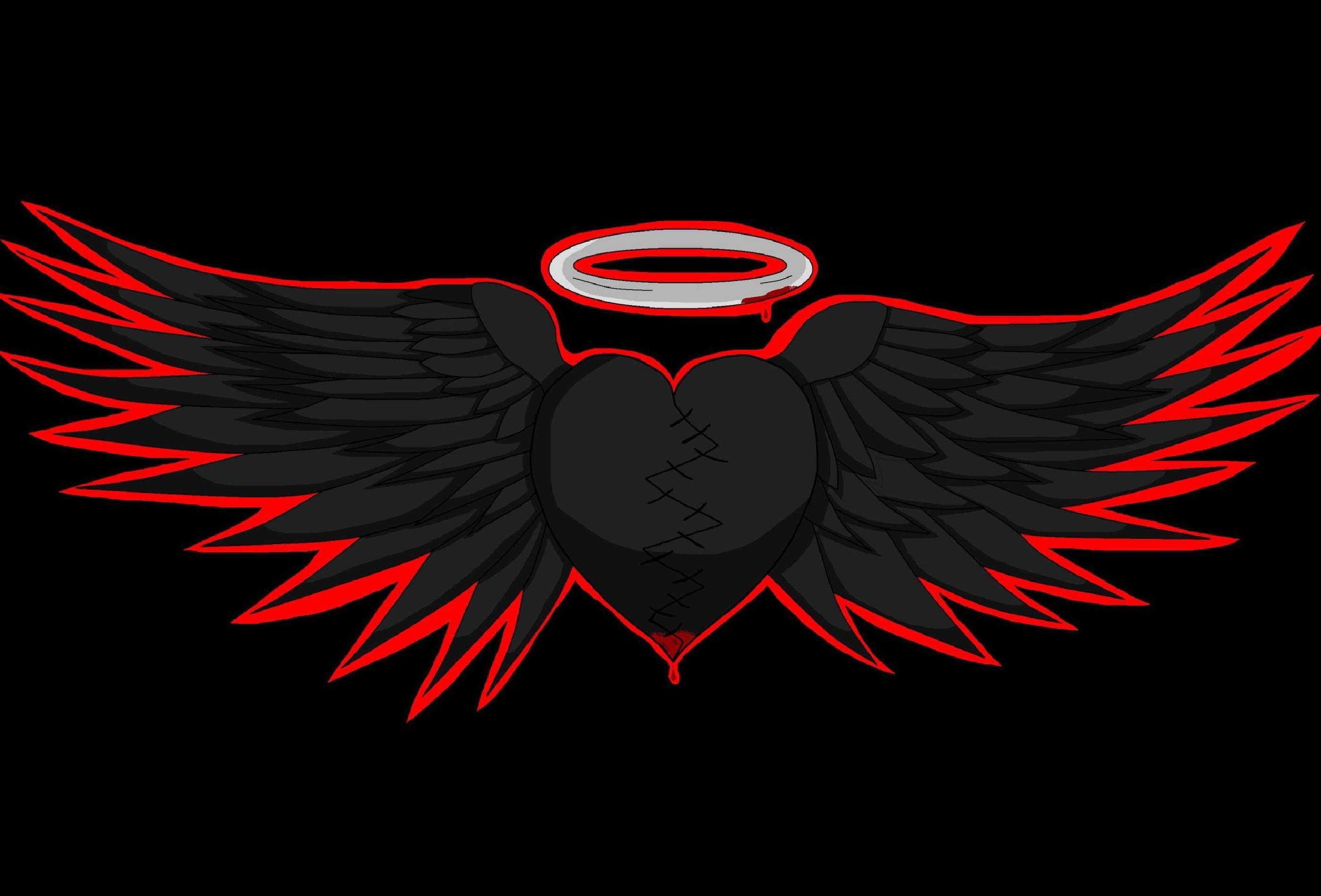 Black Hearted Angel Wings Wallpaper Data Src Red Image HD Download