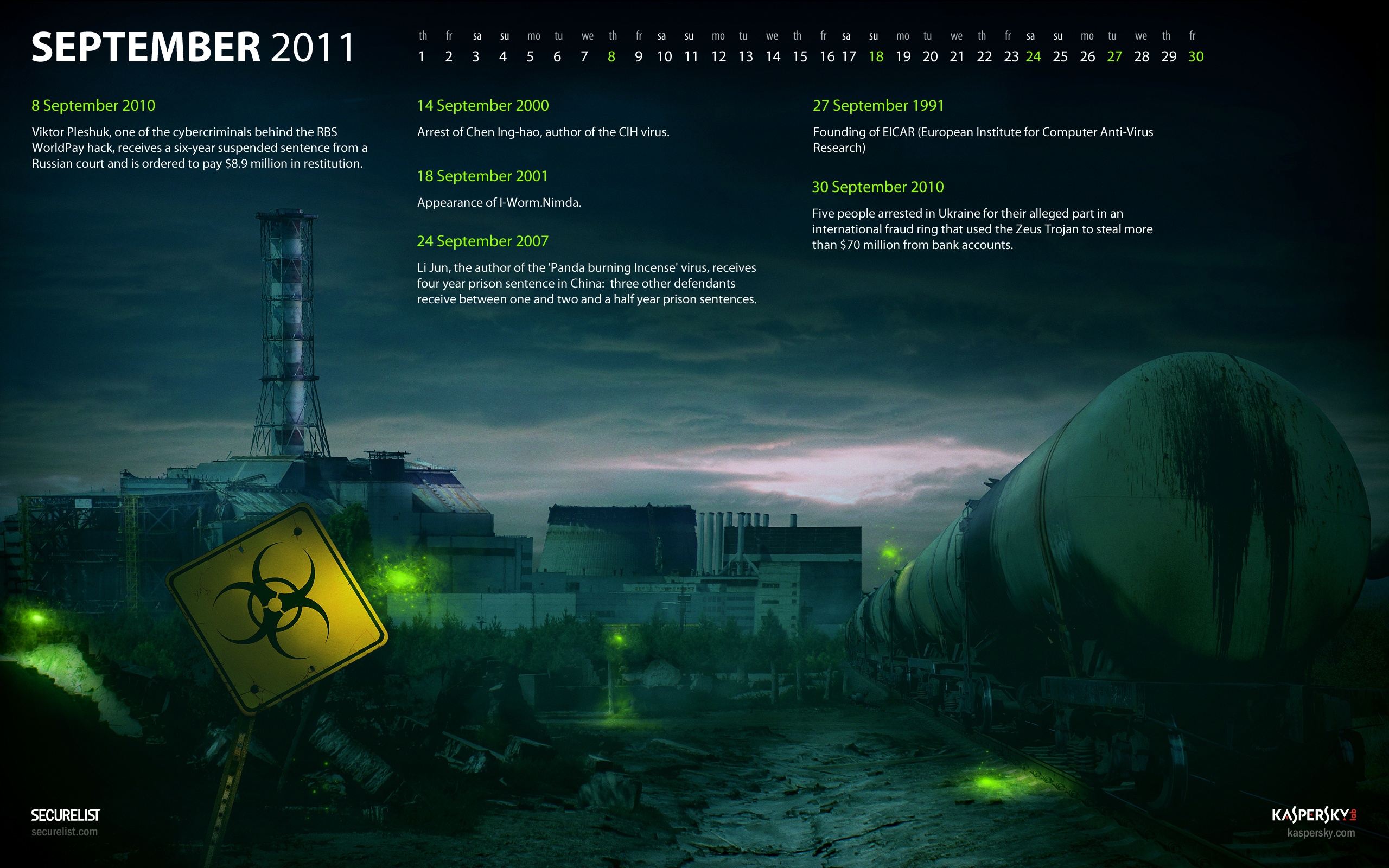 Malware Calendar Wallpaper for September 2011