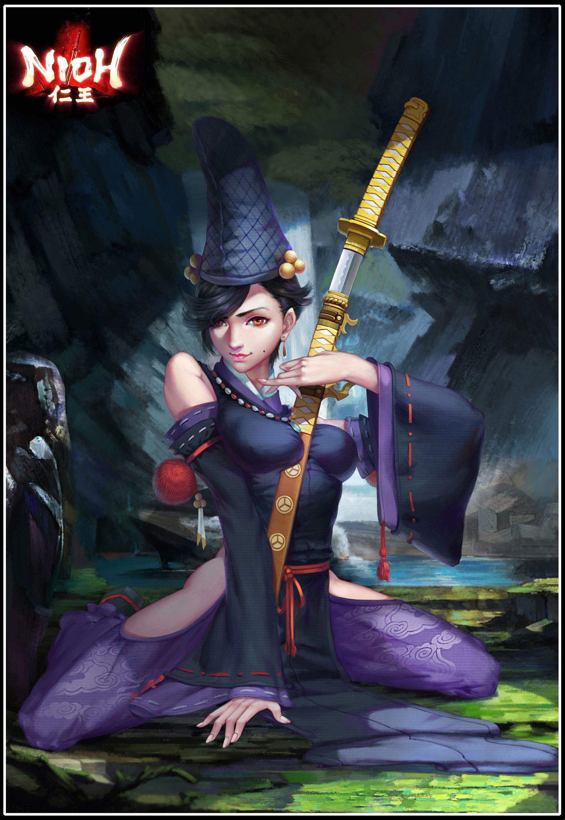 nioh, Ling Feng. Female warrior art, Fantasy characters female, Combat art