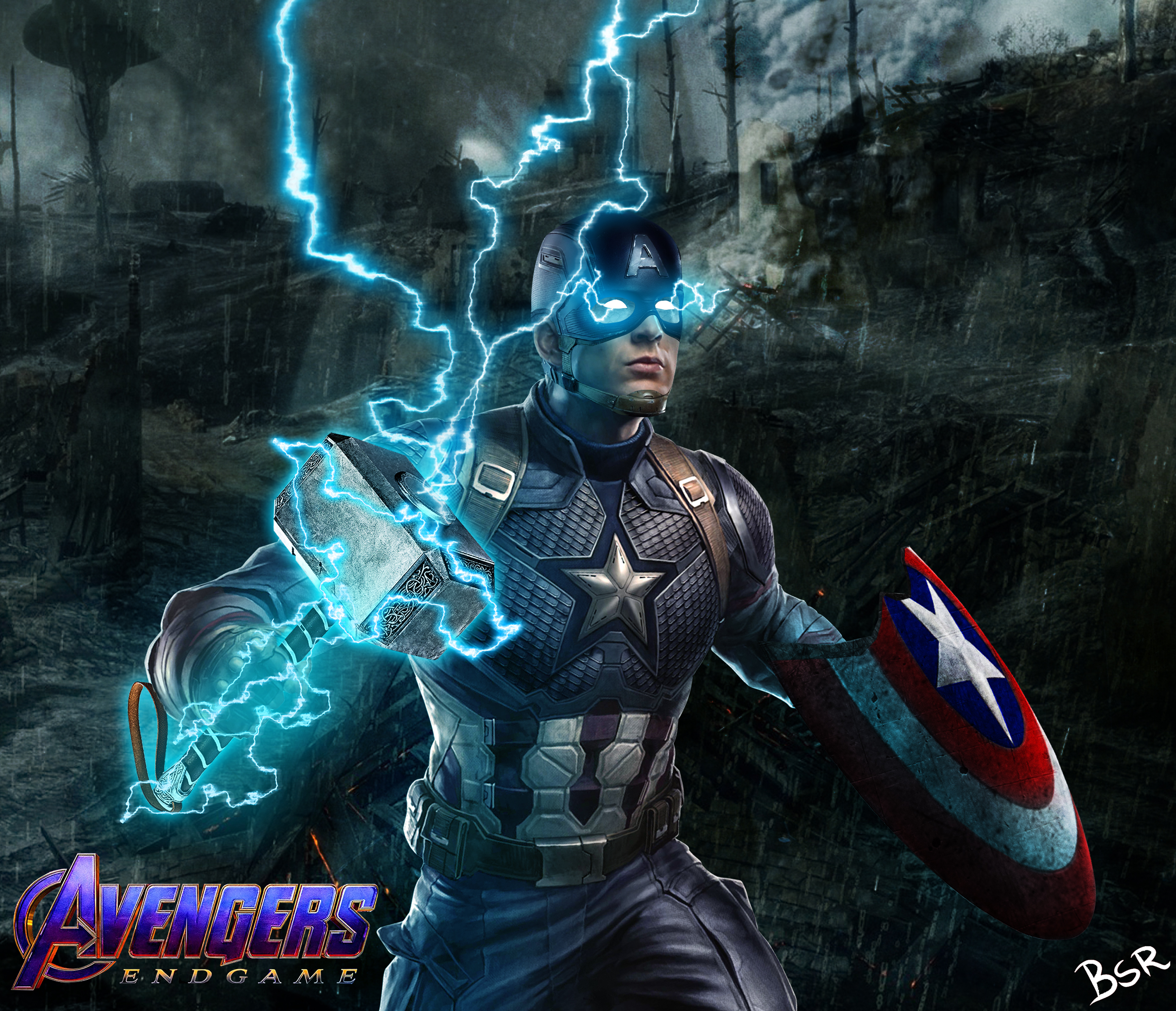Captain America Wallpaper 4K, Avengers: Endgame, Worthy, Thor's hammer, Movies