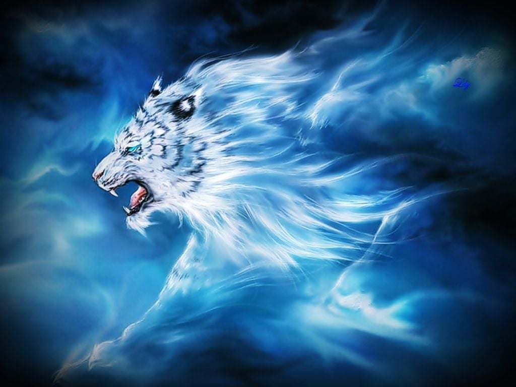 Neon Mystical White Tiger Wallpaper