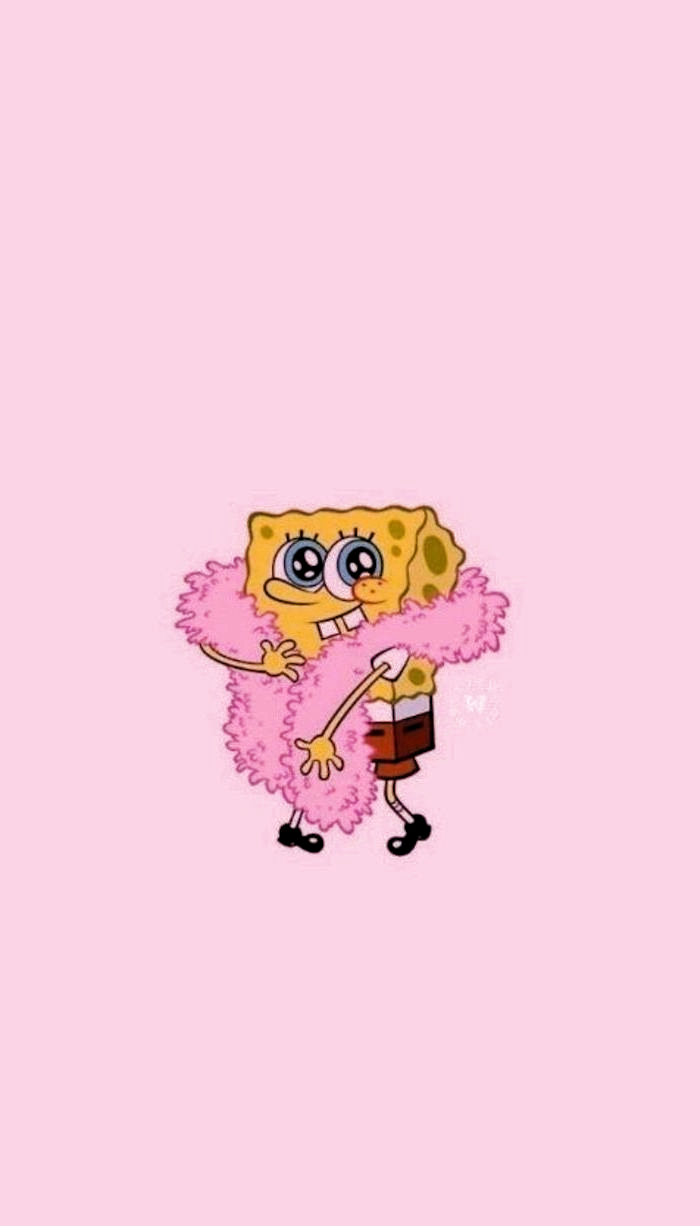 SpongeBob SquarePants, with a pink sash, on a pink background, girly wall. Wallpaper #auf. Spongebob wallpaper, Cute background, Background girly