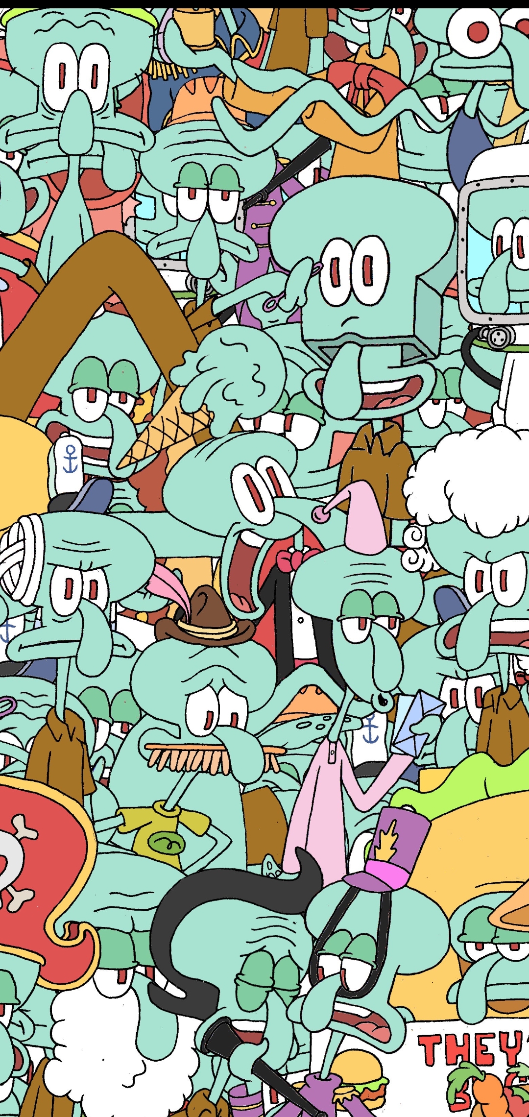 Squidward Tentacles Collage Galaxy S10 Hole Punch Wallpaper