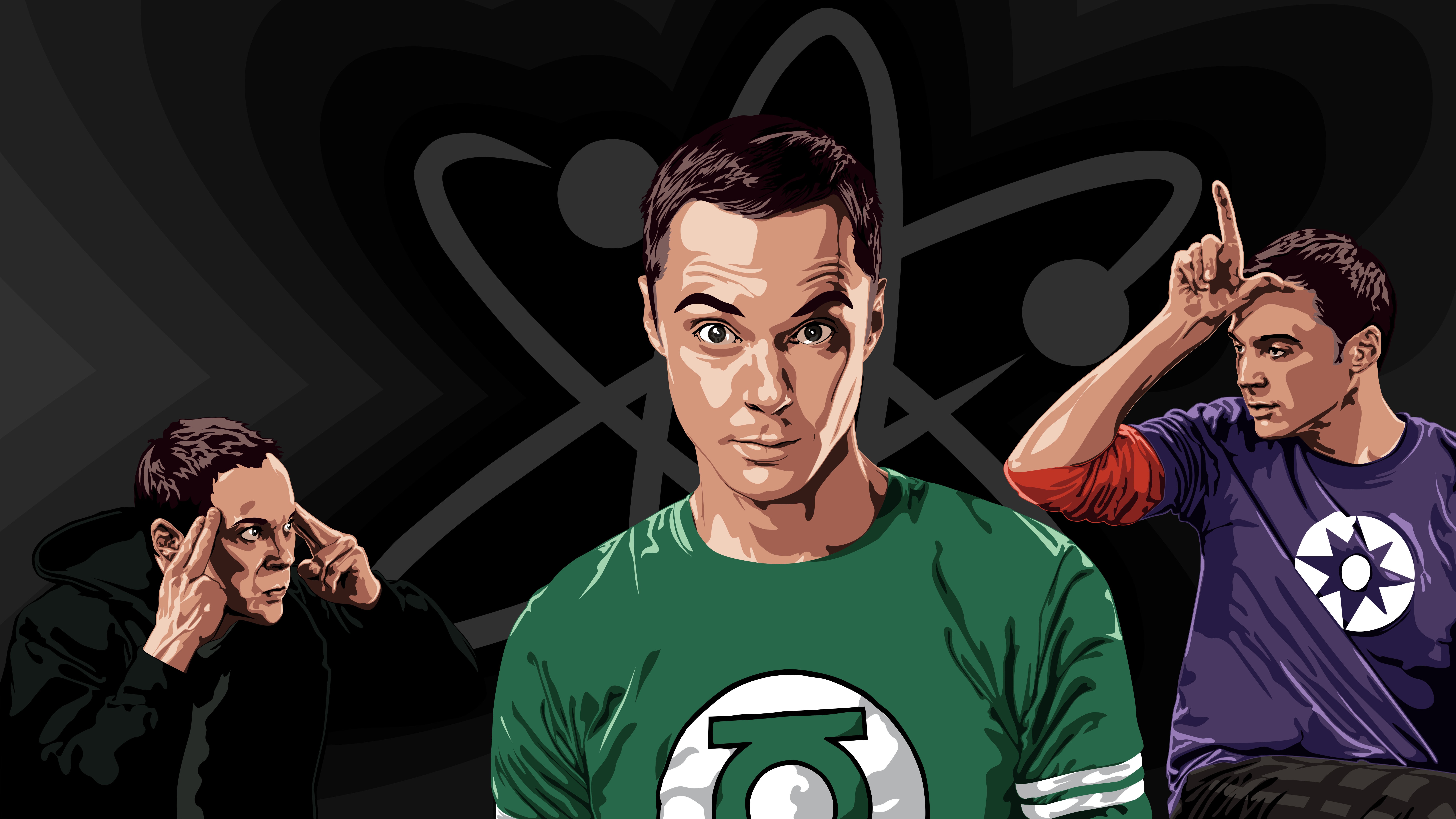 Wallpaper, illustration, cartoon, TV, The Big Bang Theory, Sheldon Cooper, screenshot 8000x4500