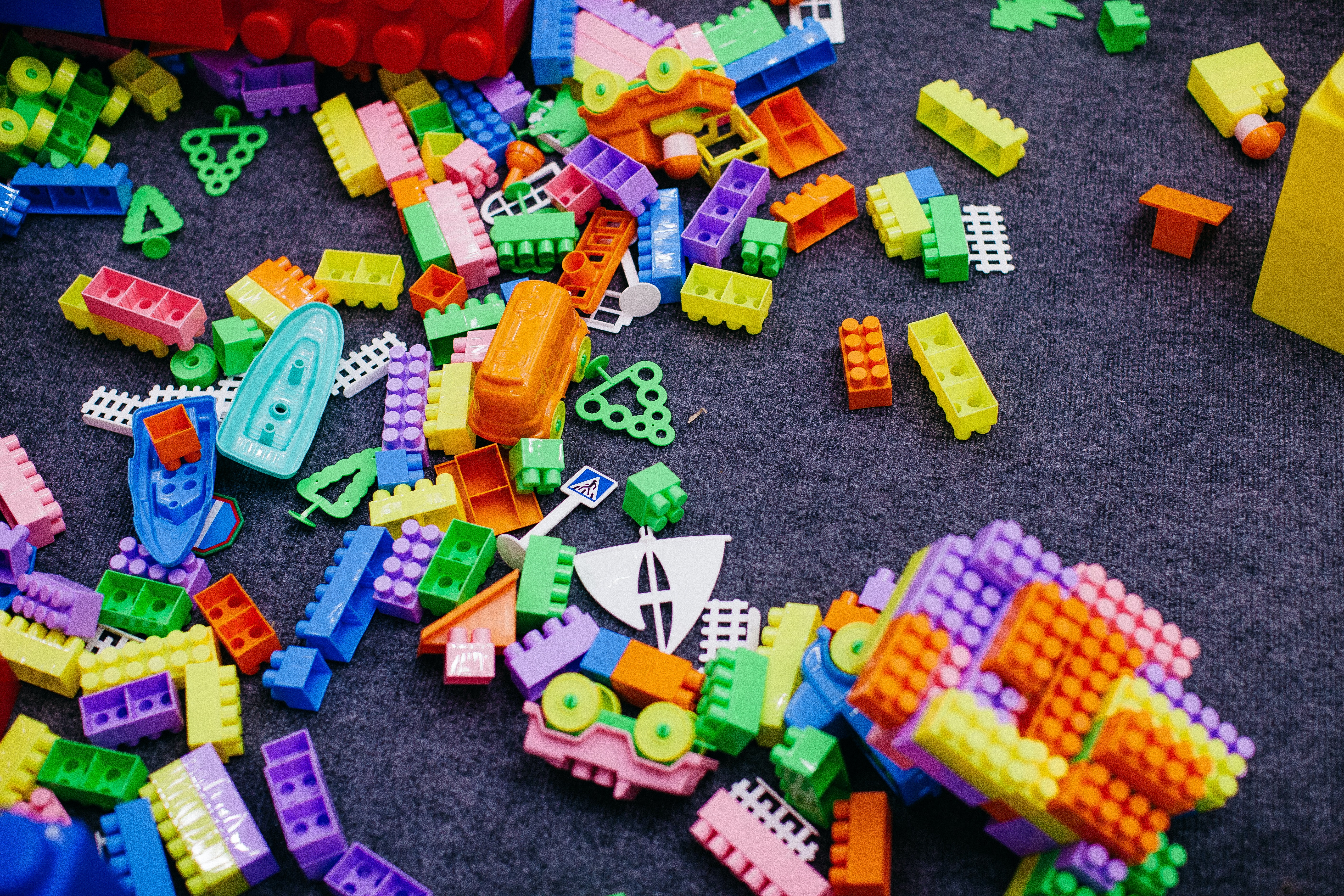 Green Orange and Blue Lego Blocks · Free