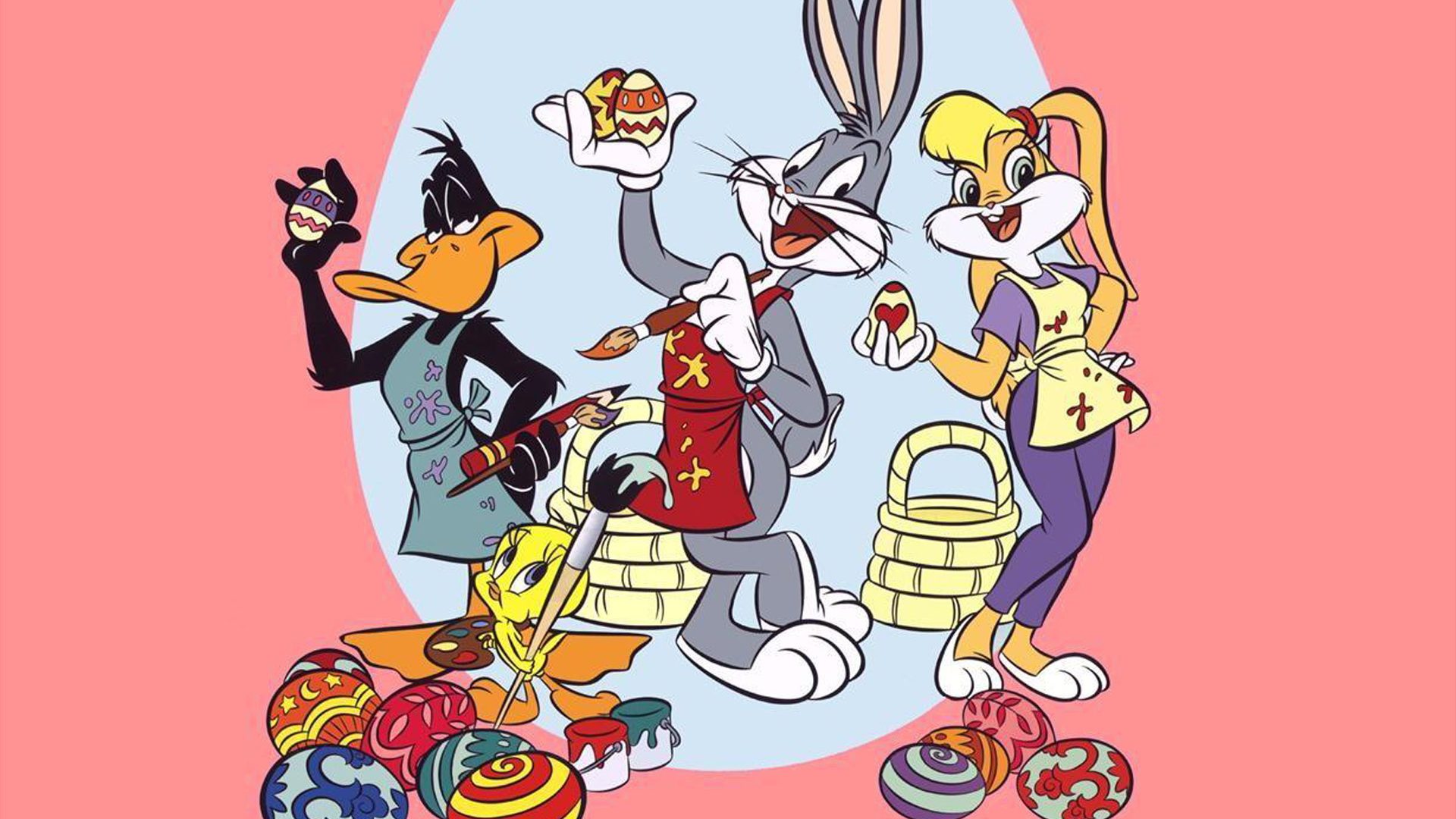Coloring Easter Eggs Bugs Bunny And Lola Bunny Cartoon Looney Tunes Desktop HD Wallpaper 1920x1200, Wallpaper13.com
