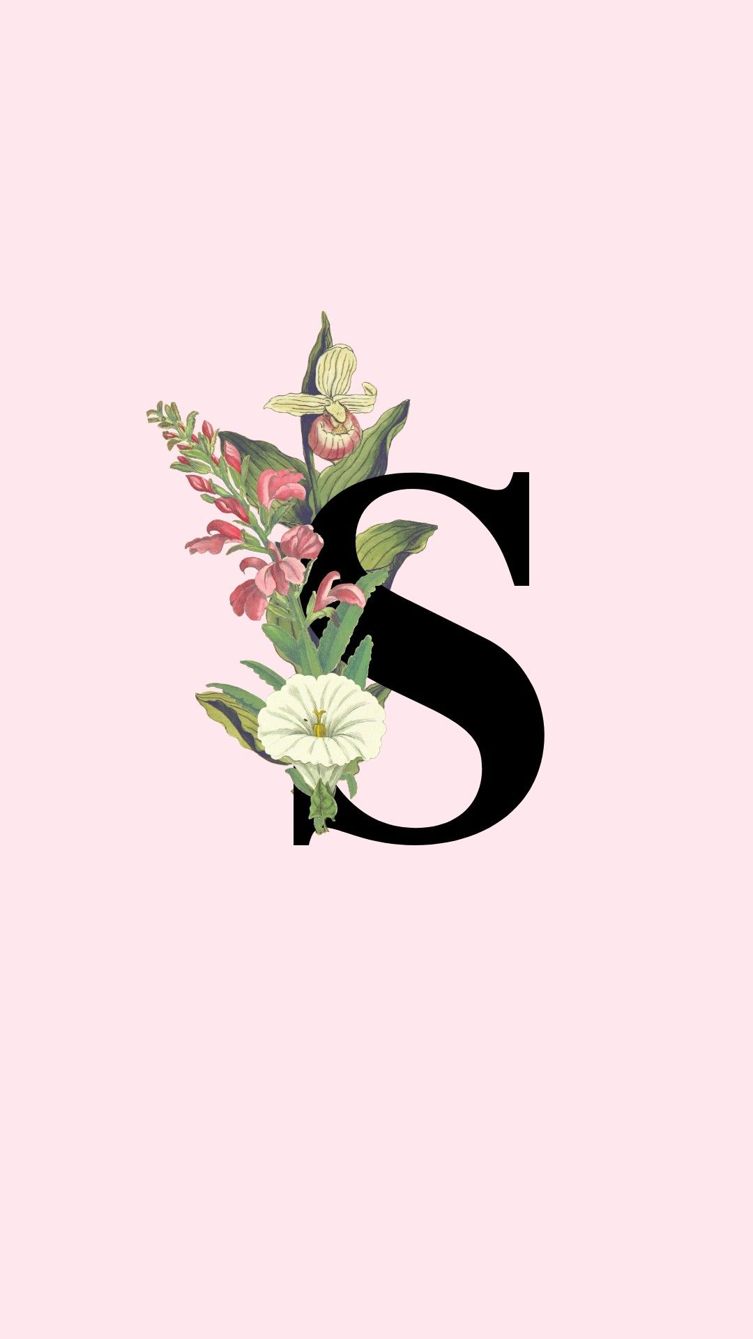 Letter S Phone Wallpaper. Poster bunga, Lukisan huruf, Seni huruf