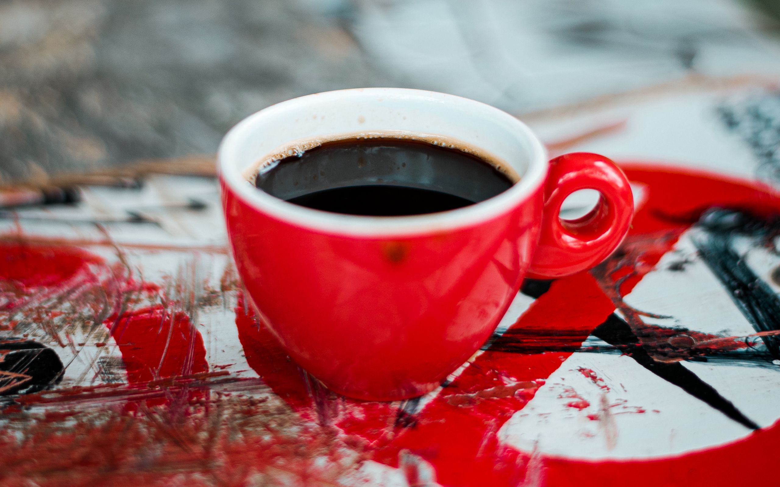 Download wallpaper 2560x1600 cup, coffee, red, drink widescreen 16:10 HD background