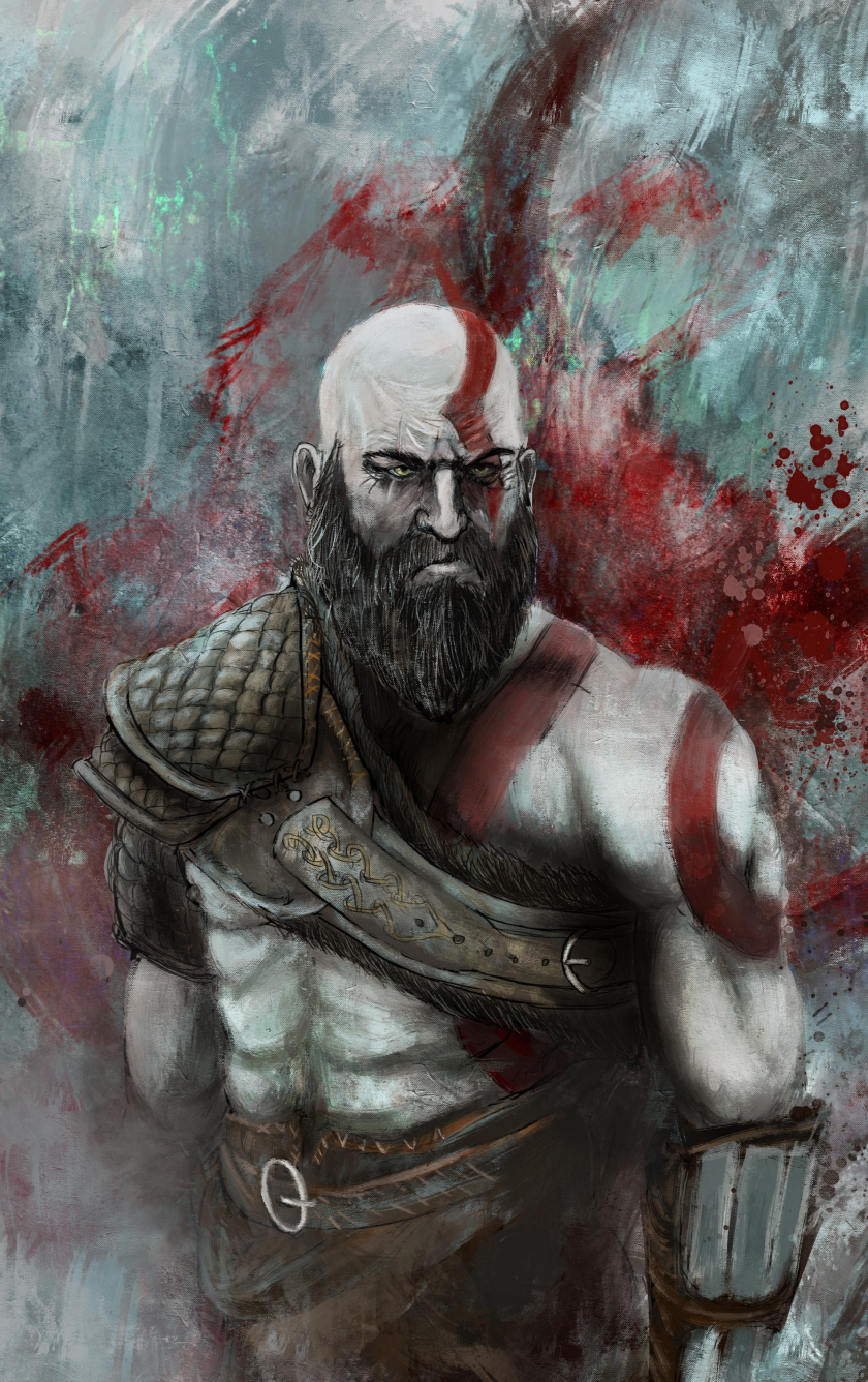 Download 840x1336 wallpaper warrior, kratos, video game, art, iphone iphone 5s, iphone 5c, ipod touch, 840x1336 HD image, background, 17502