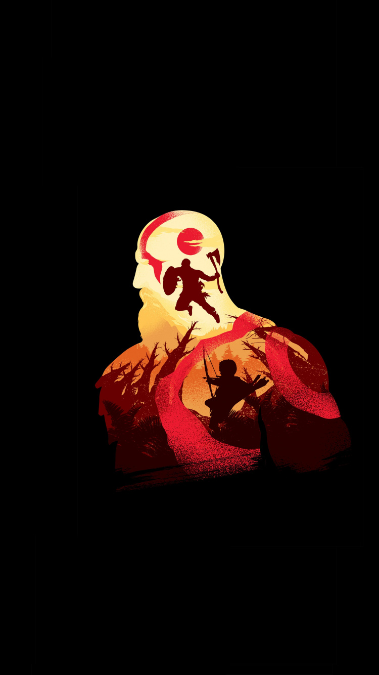 Download Minimal, video game, God of War, kratos wallpaper, 750x iphone iPhone 8