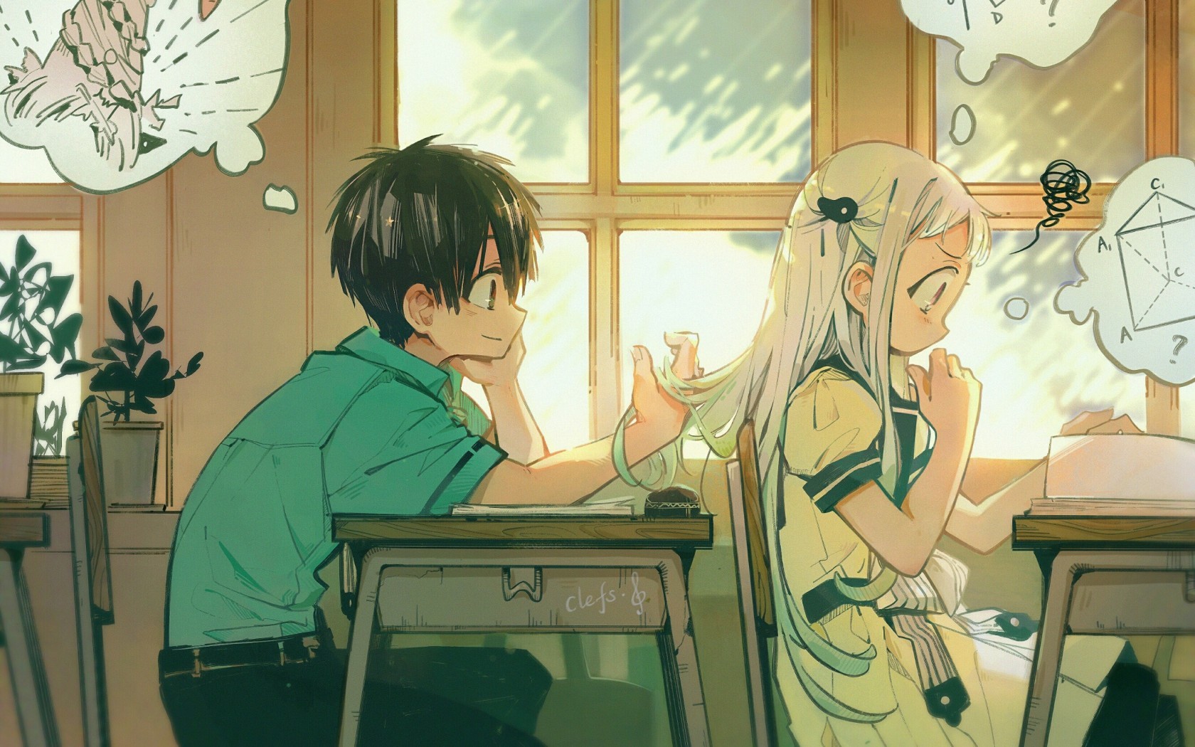 Download 1680x1050 Yashiro Nene, Hanako Kun, Jibaku Shounen Hanako Kun, Hanako Kun, Classroom, Cuteness Wallpaper For MacBook Pro 15 Inch